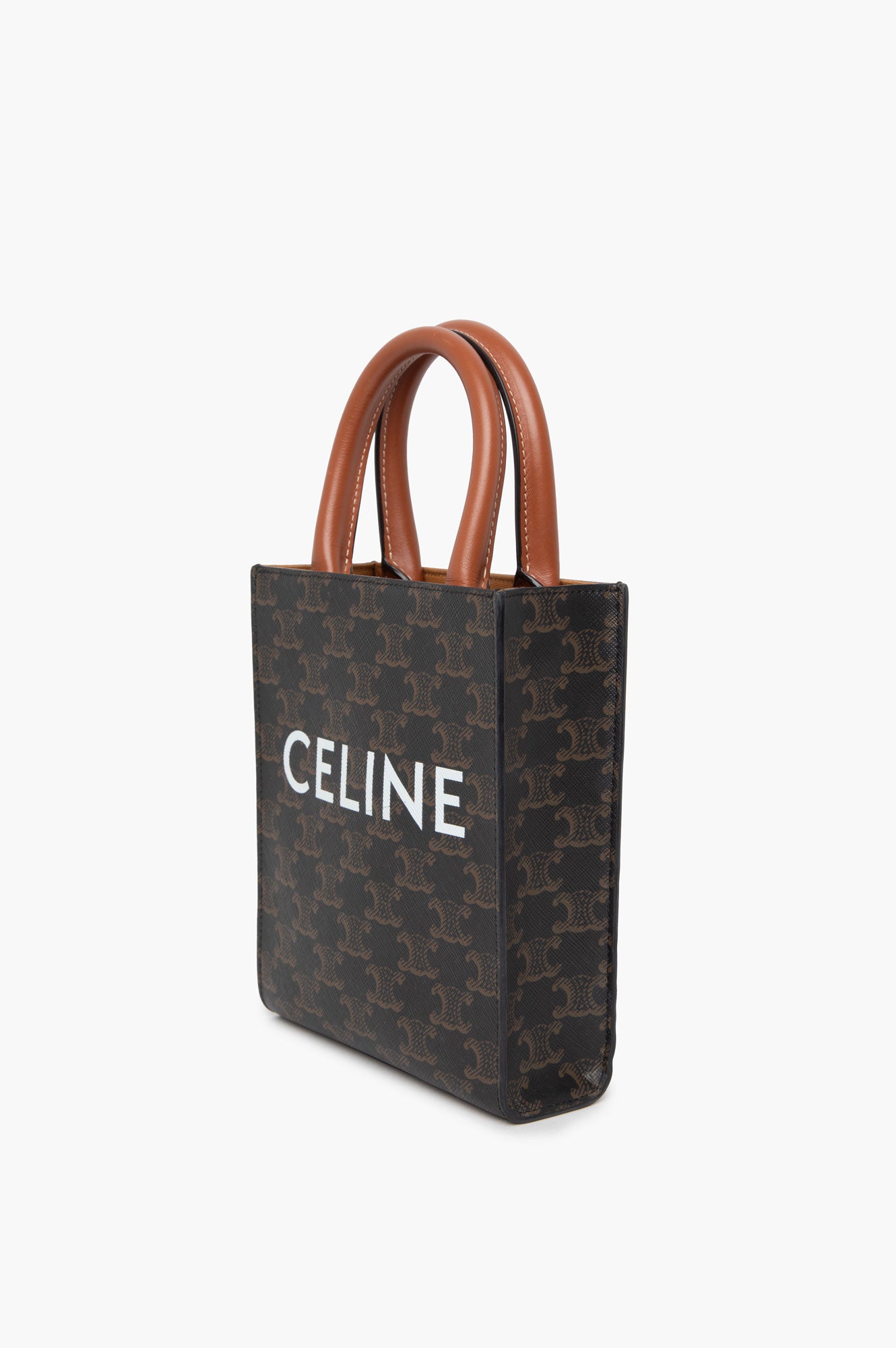 Celine Brown Vertical Triomphe Canvas Bag