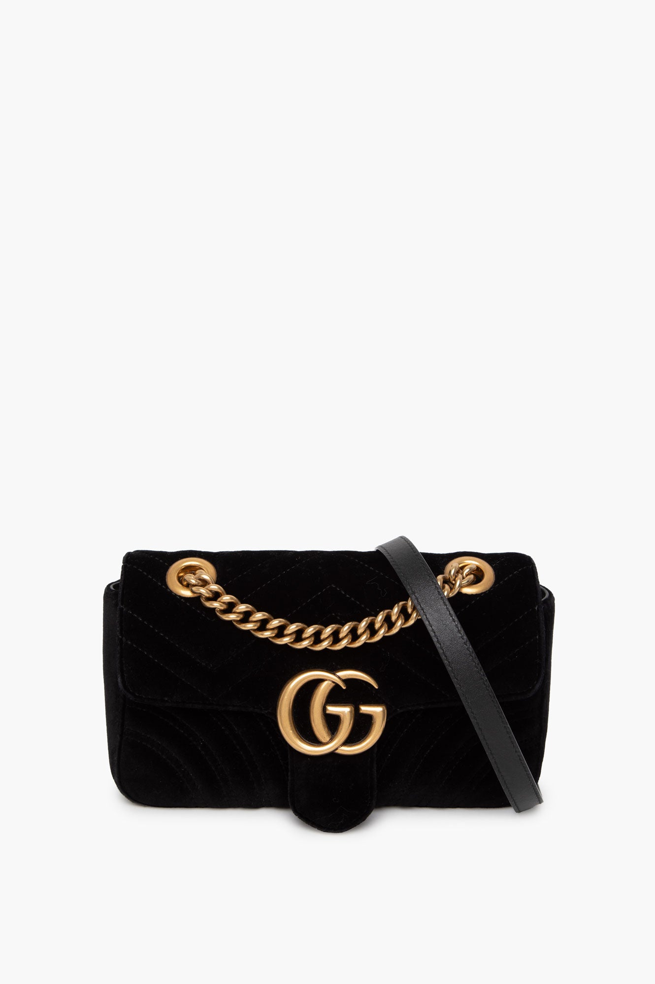 Gucci Black GG Marmont Velvet Bag
