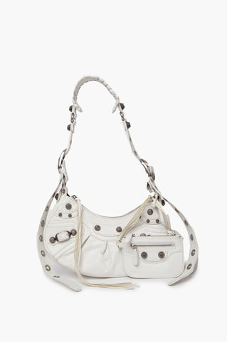 Balenciaga White Le Cagole Small Leather Shoulder Bag