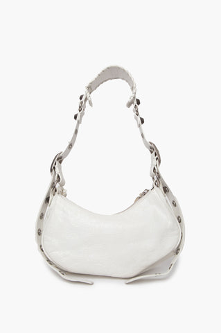 Balenciaga White Le Cagole Small Leather Shoulder Bag