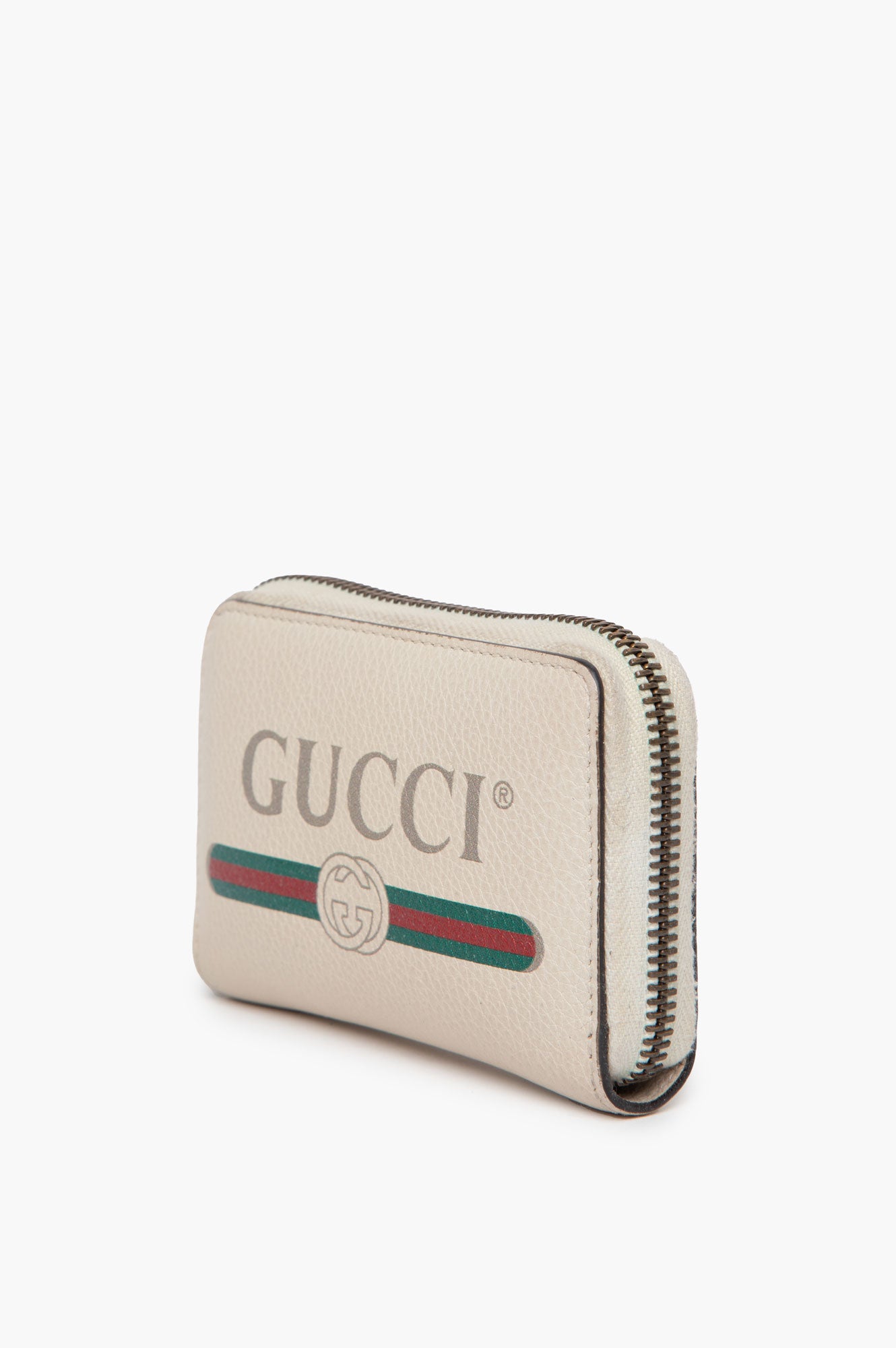 Gucci Beige Leather Zip Cardcase