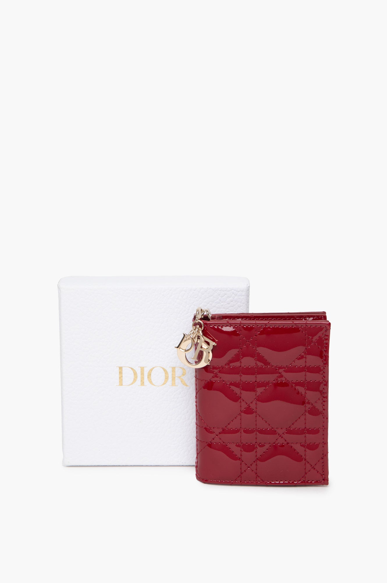 Christian Dior Red Patent Lady Dior Gardenia Wallet