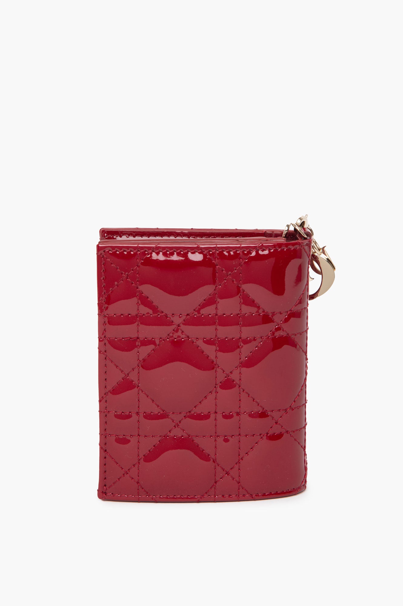 Christian Dior Red Patent Lady Dior Gardenia Wallet
