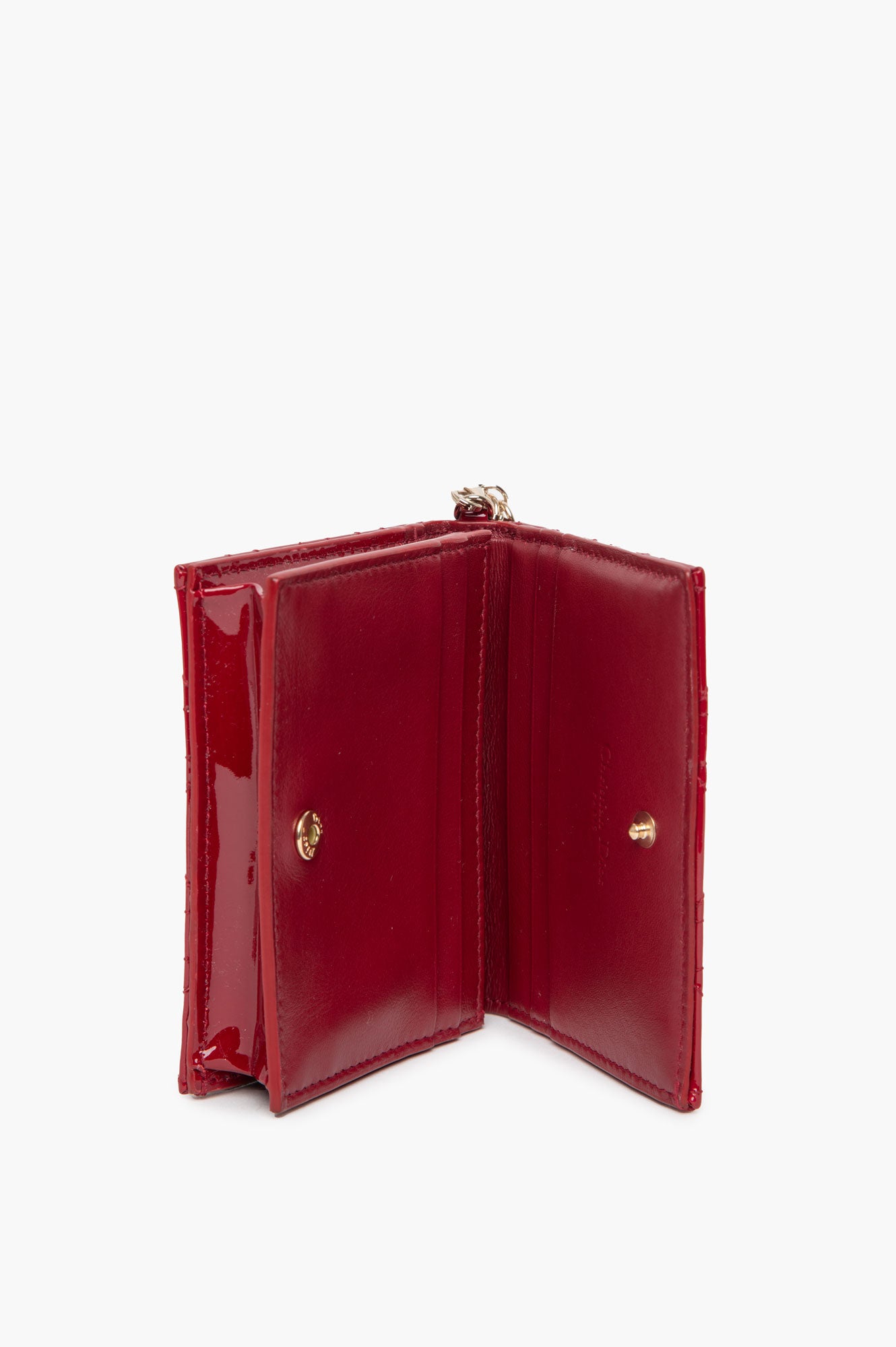 Christian Dior Red Patent Lady Dior Gardenia Wallet