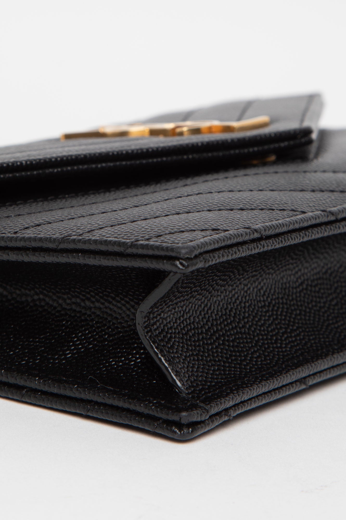 Saint Laurent Black Cassandre GHW Wallet On Chain