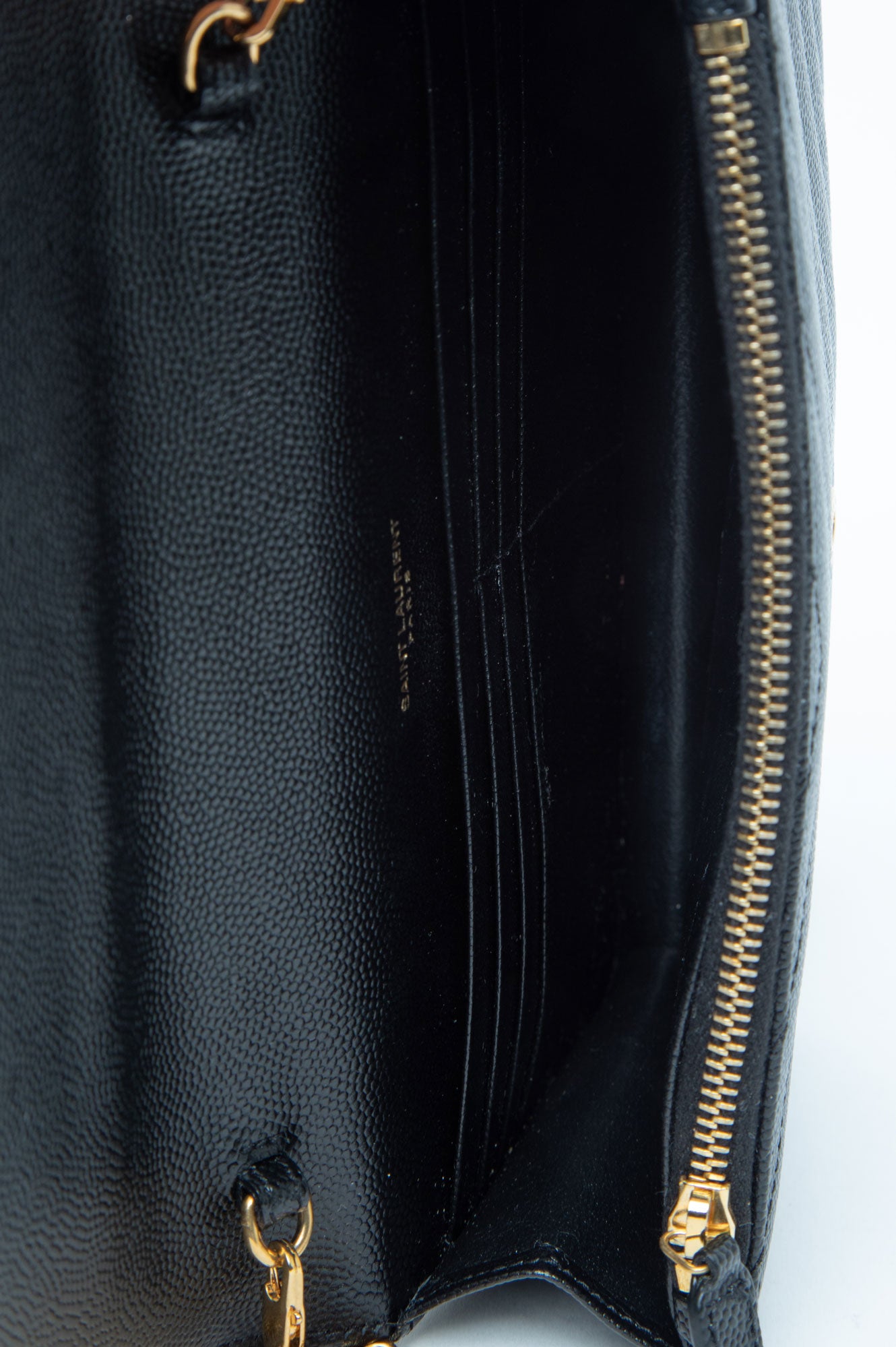 Saint Laurent Black Cassandre GHW Wallet On Chain