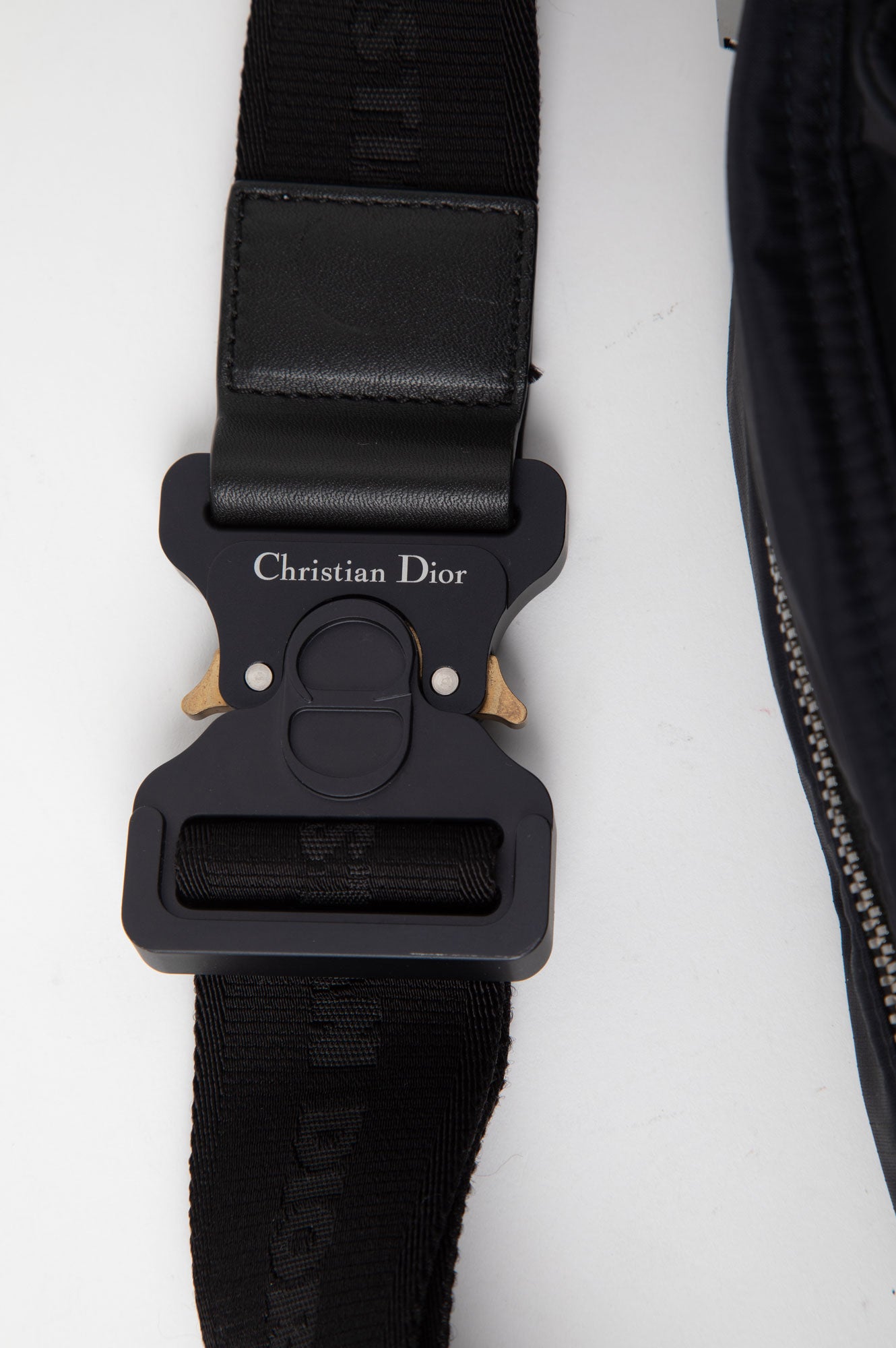 Christian Dior Black Nylon Saddle Waist Bag