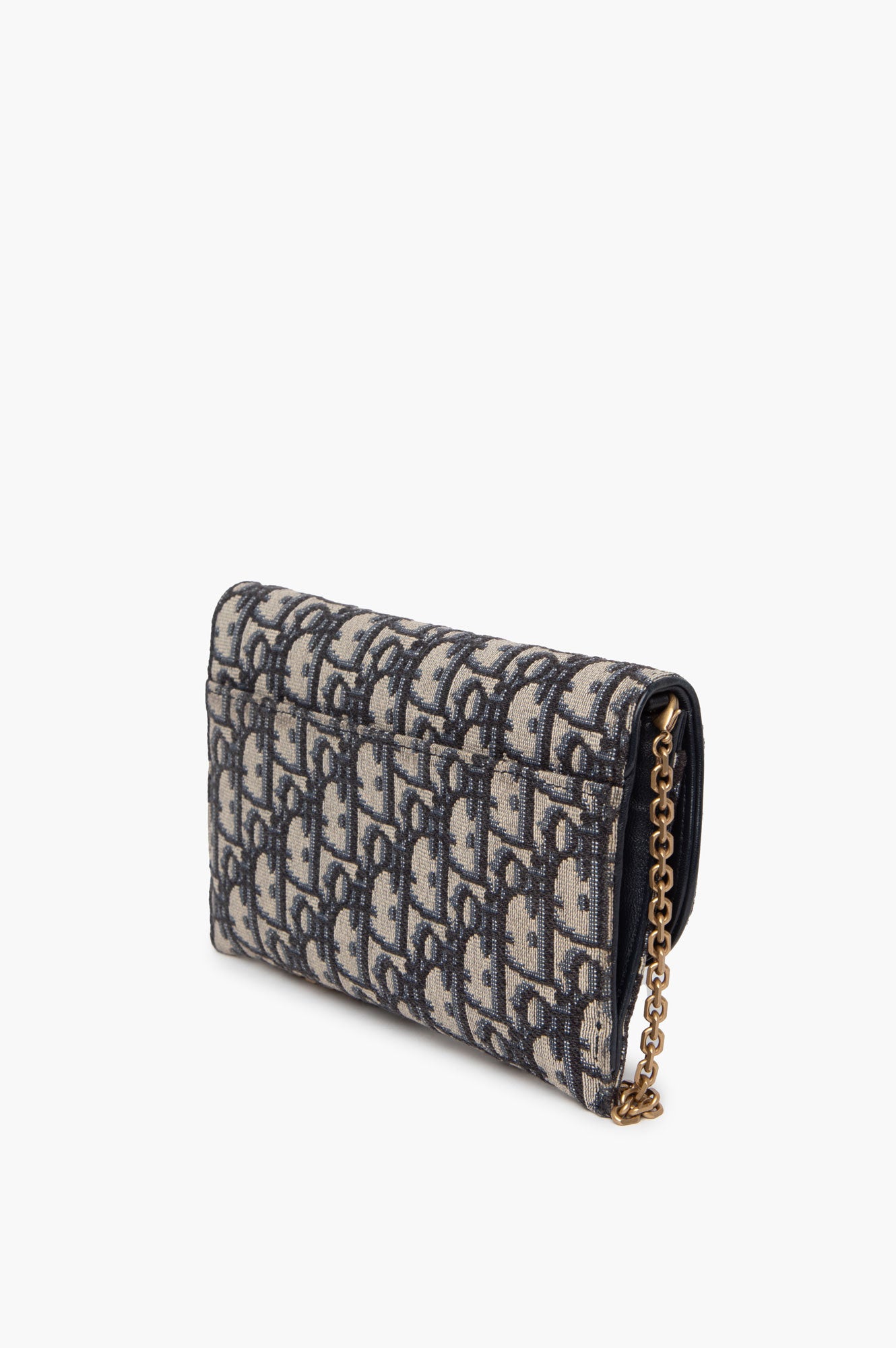 Christian Dior Oblique Saddle Wallet On Chain With Pouch