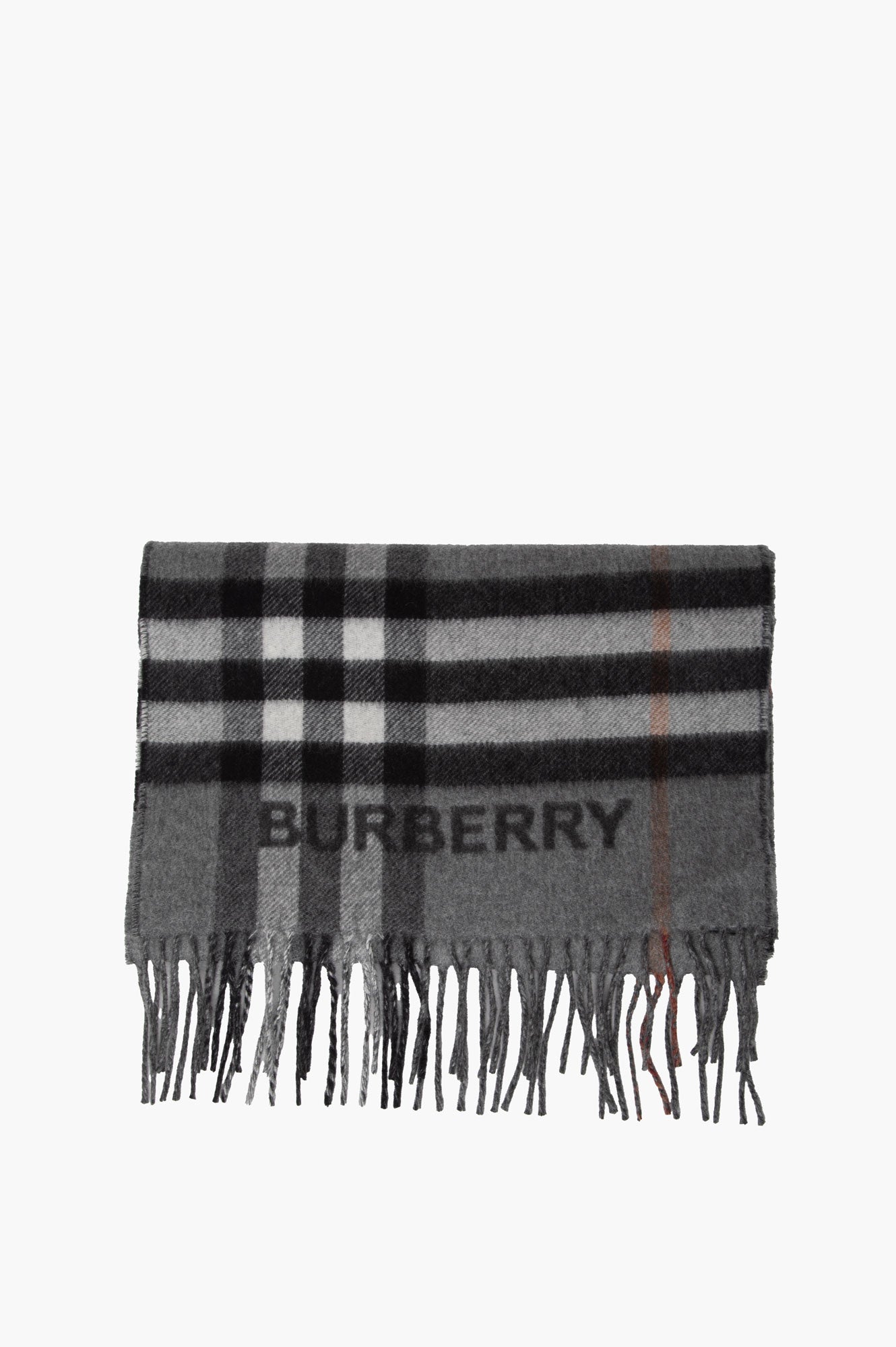 Burberry Grey Check Cashmere Scarf
