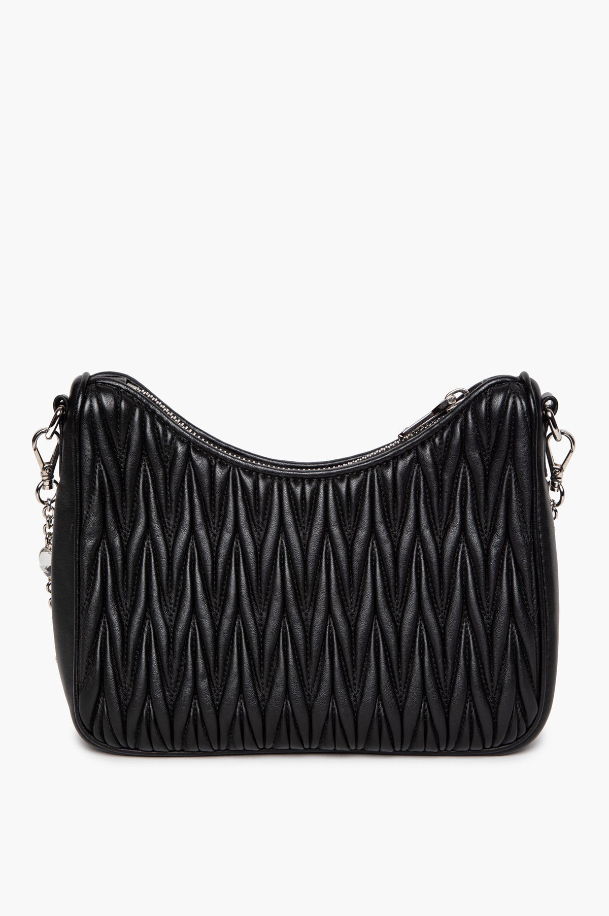 Miu Miu Black Matelassé Nappa Crystal Chain 2-Way Hobo Bag
