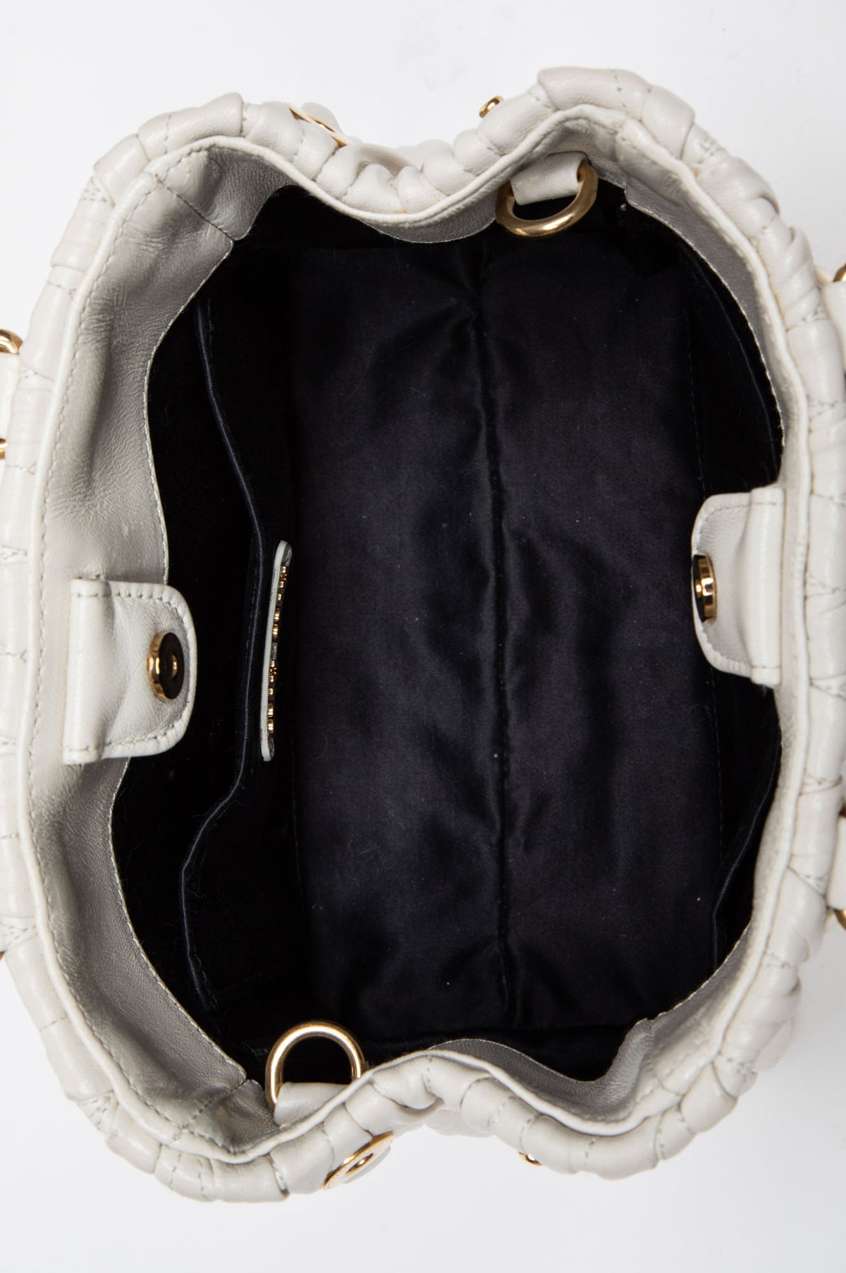 Miu Miu White Matelassé Nappa Mini Tote Bag