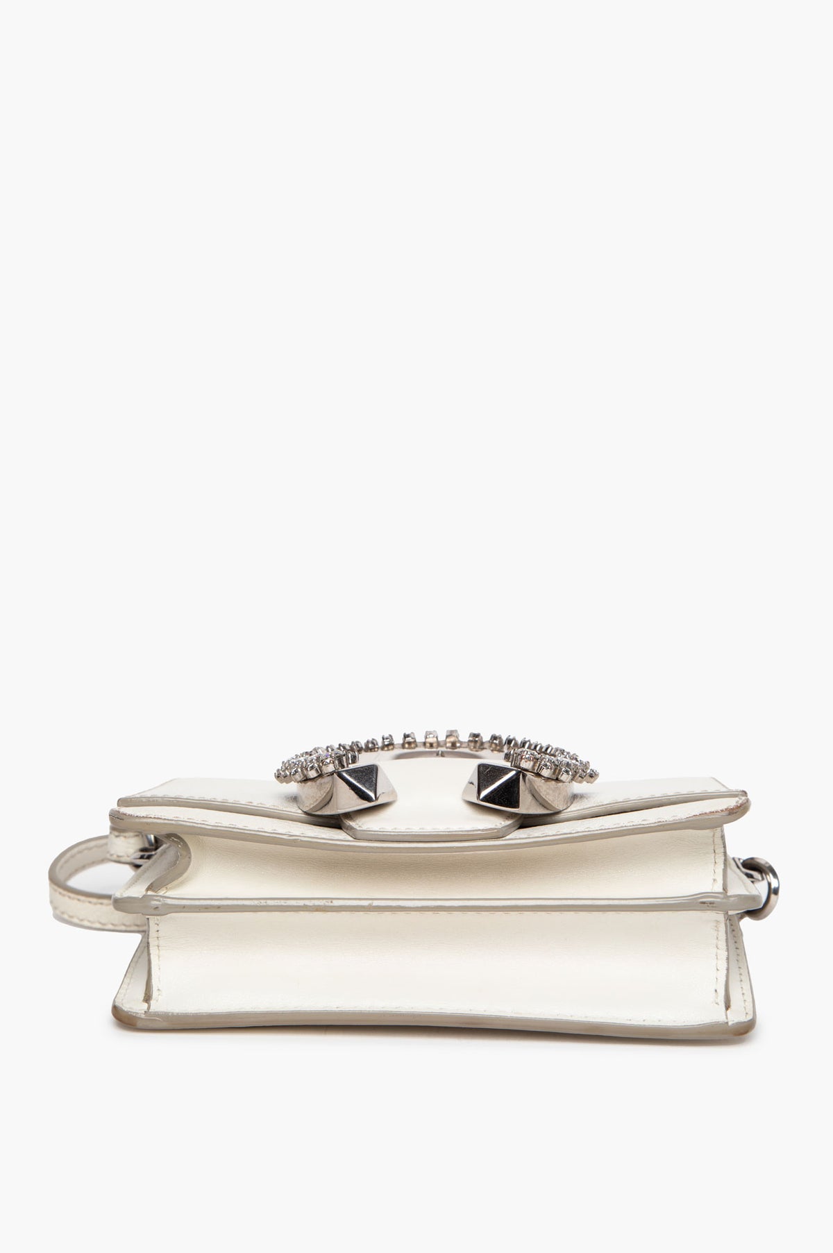 Jimmy Choo White Leather Crystal-Embellished Madeline Bag