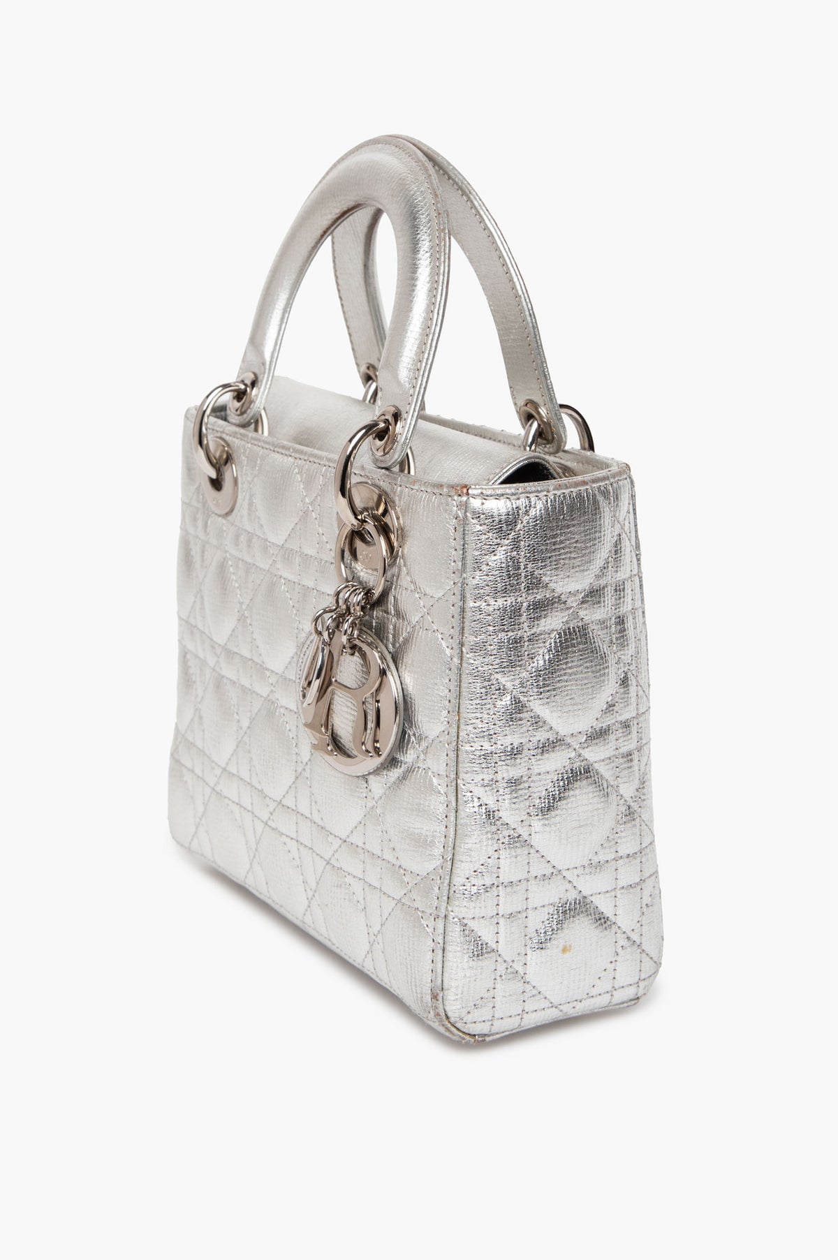 Christian Dior Metallic Silver Calfskin Small My Lady ABCDior Bag