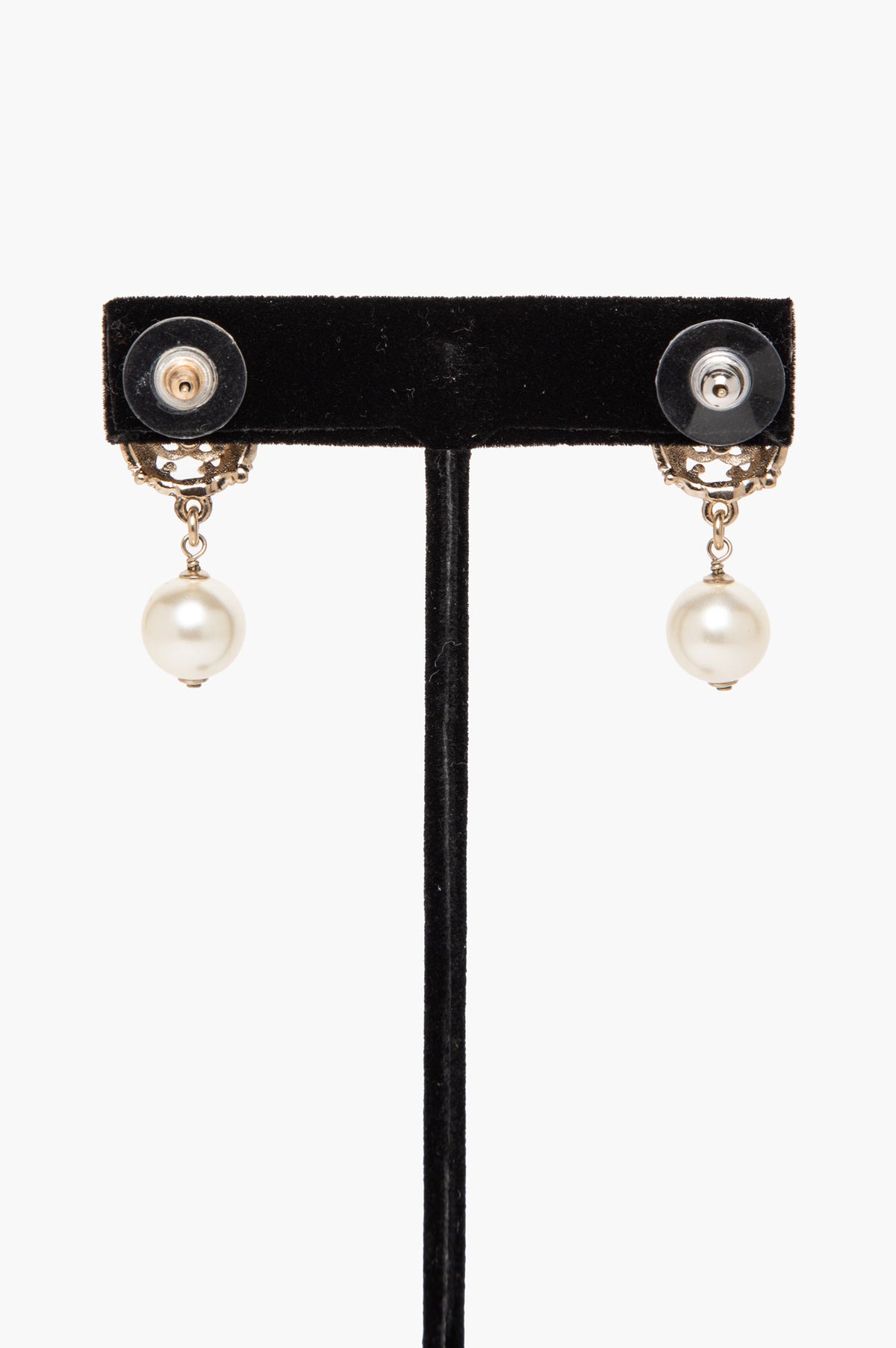 Chanel Spring 2017 Baroque Filigree CC Pearl Drop Earrings