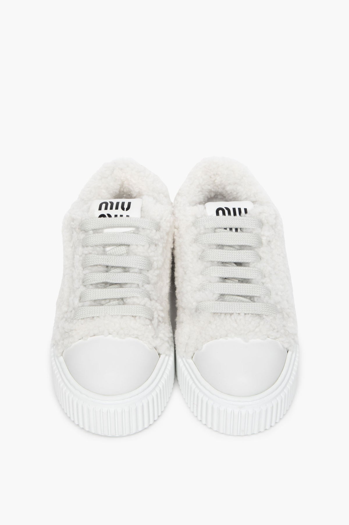 Miu Miu White Shearling Sneakers Size 35.5