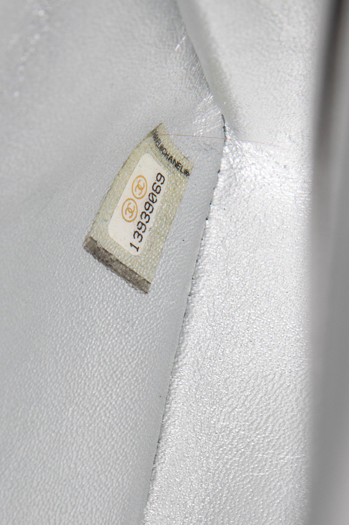 Chanel Silver Metallic Lambskin Large Single Flap Bag