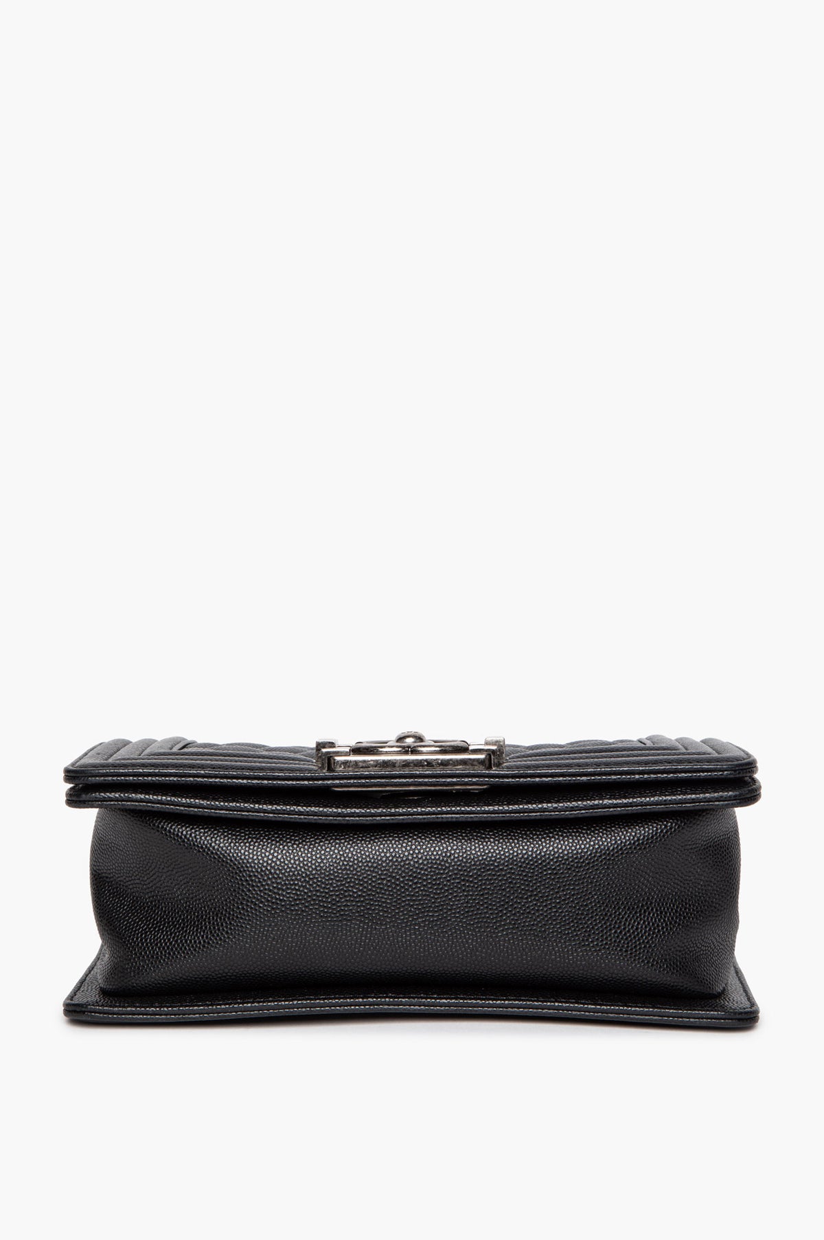 Chanel 2021 Black Caviar Antiqued Silver Hardware Small Boy Bag