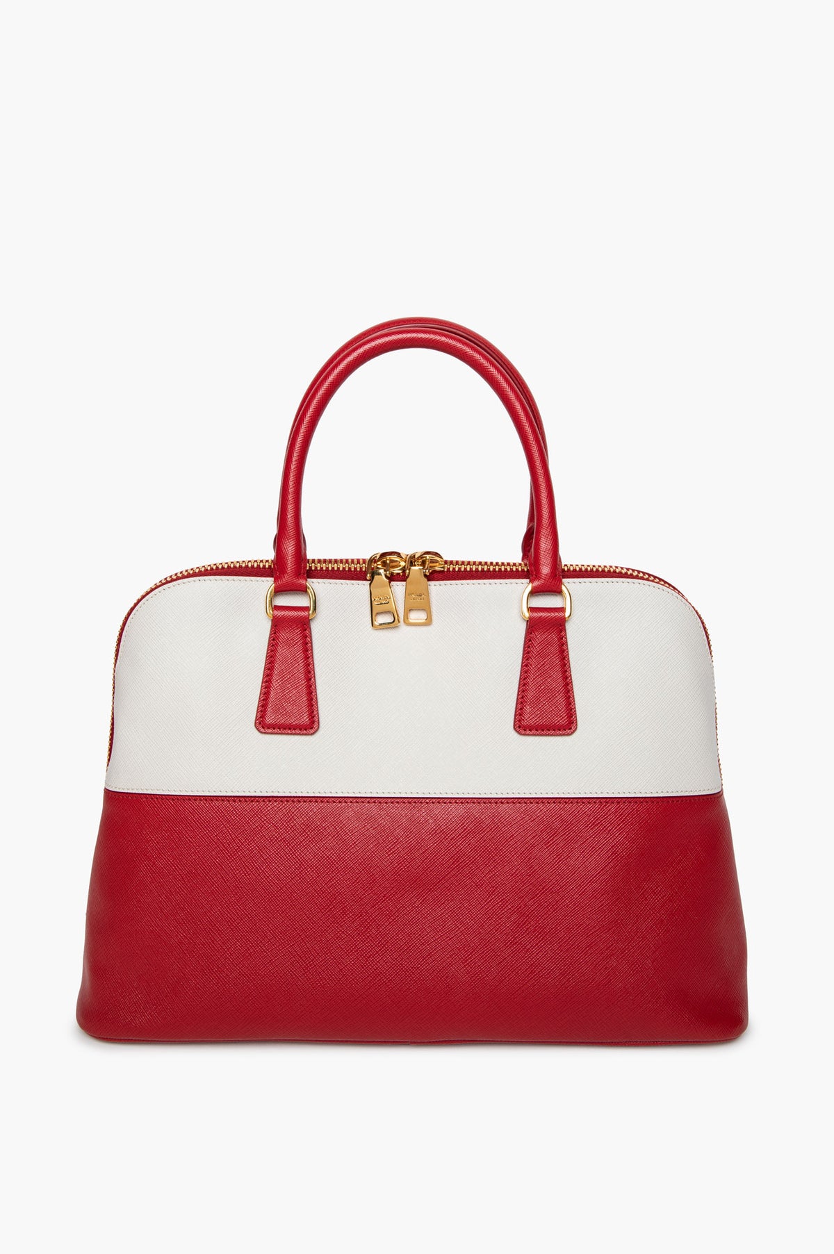 Prada Red/White Bicolour Saffiano Lux Medium Promenade Tote