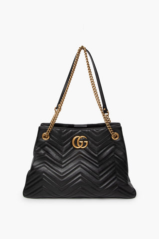 Gucci Black GG Marmont Quilted Leather Tote Bag