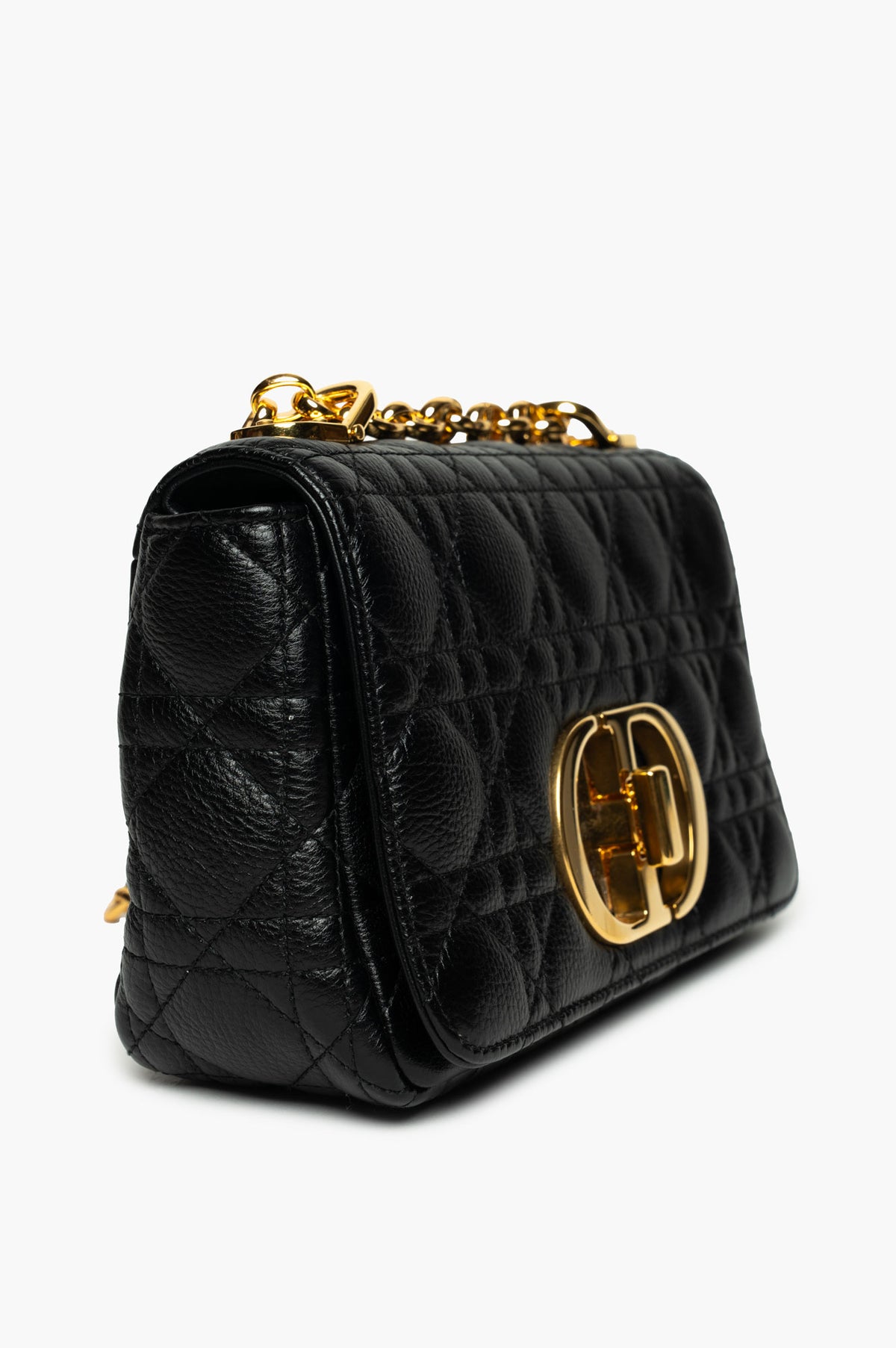 Christian Dior Black Cannage Grained Calfskin Small Caro Bag
