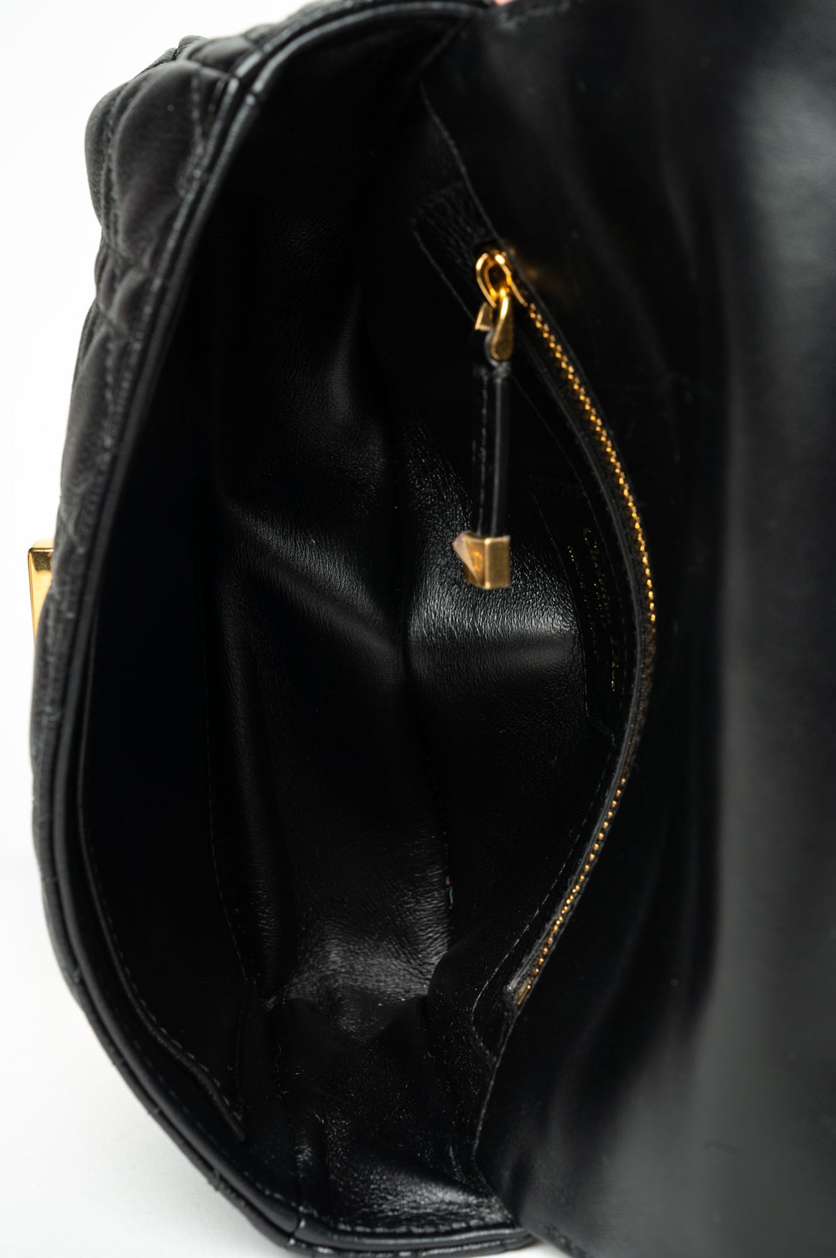 Christian Dior Black Cannage Grained Calfskin Small Caro Bag