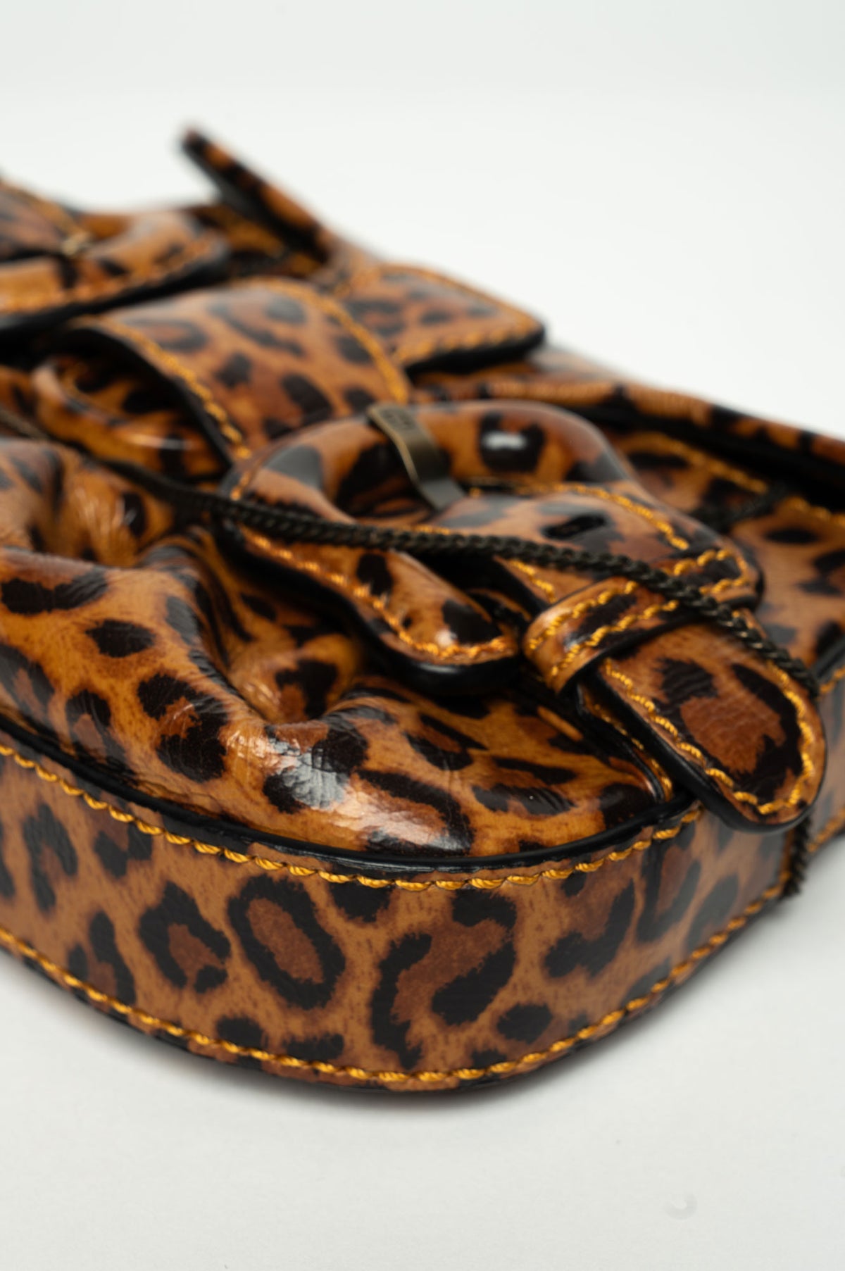 Fendi Leopard Print Patent Leather Mini B Bis Bag