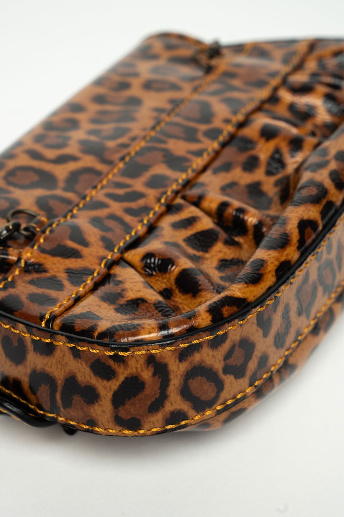 Fendi Leopard Print Patent Leather Mini B Bis Bag