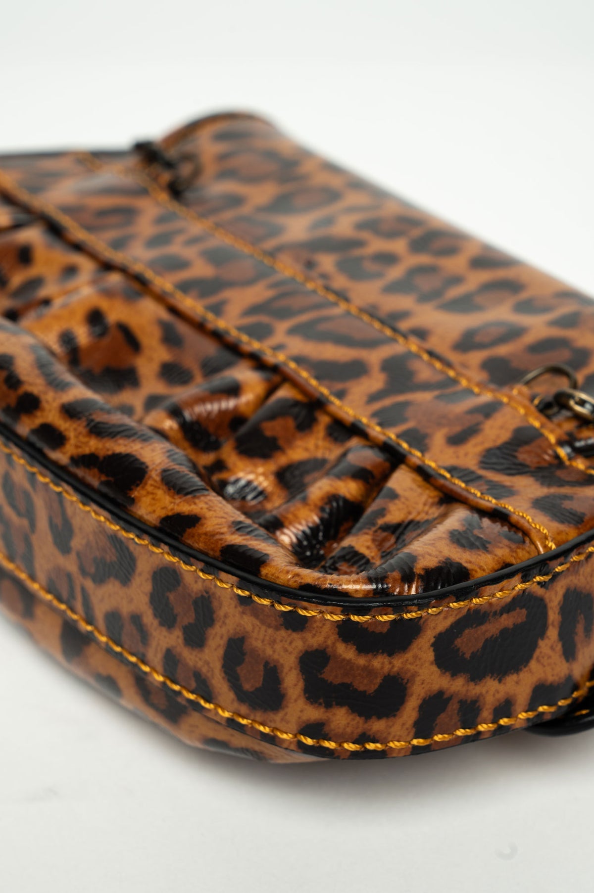 Fendi Leopard Print Patent Leather Mini B Bis Bag