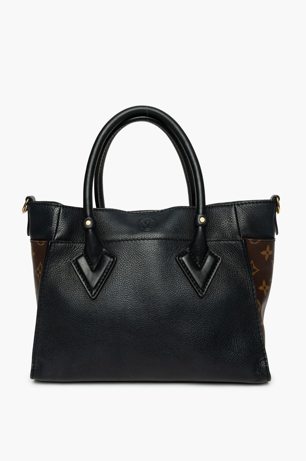 Louis Vuitton Black Leather Monogram Canvas On My Side PM