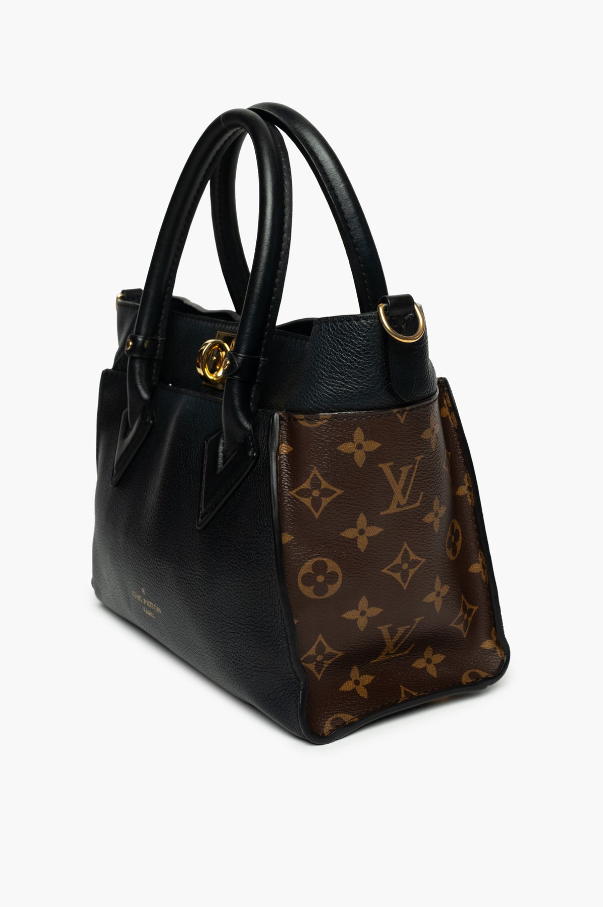 Louis Vuitton Black Leather Monogram Canvas On My Side PM