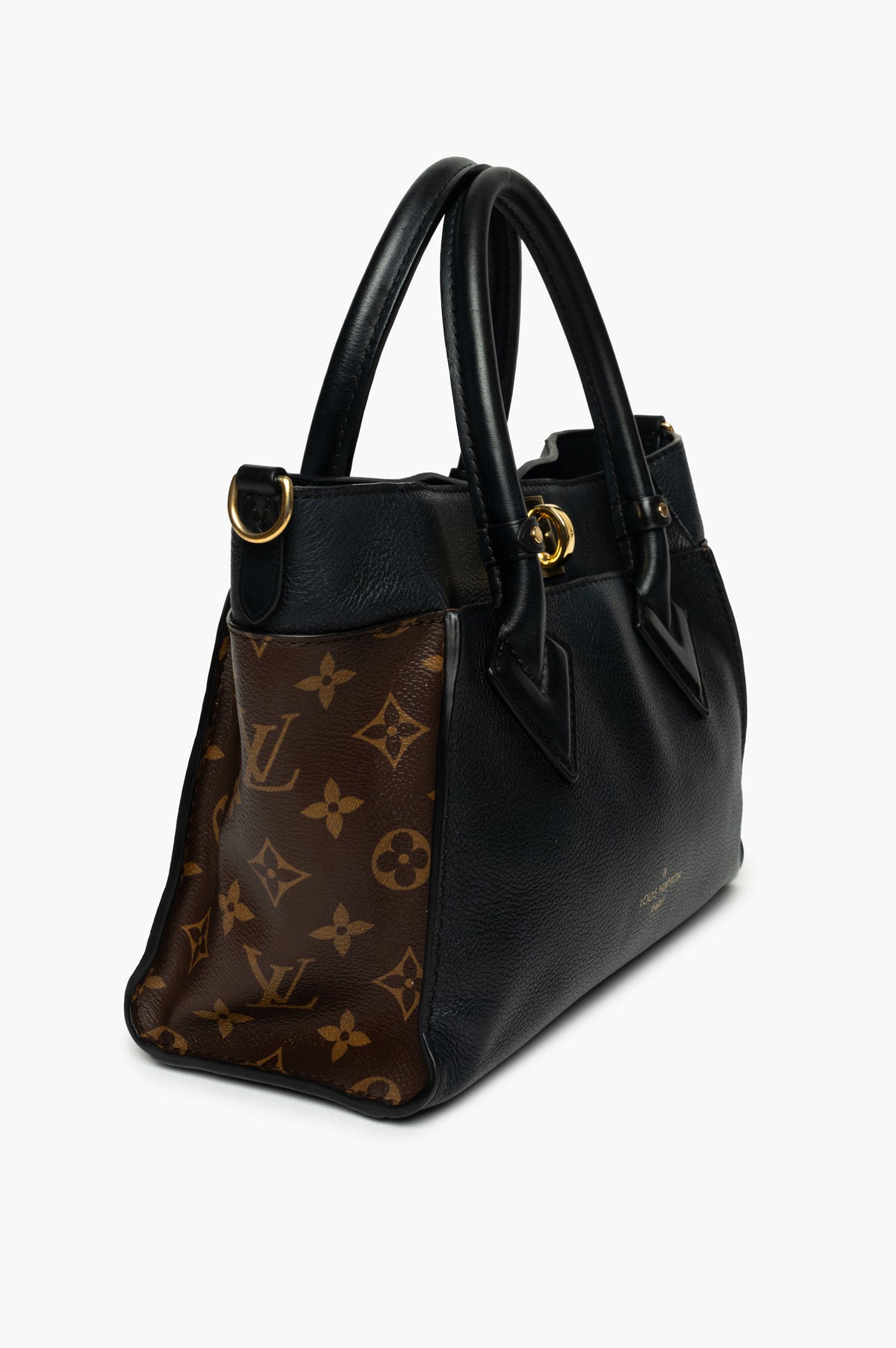 Louis Vuitton Black Leather Monogram Canvas On My Side PM