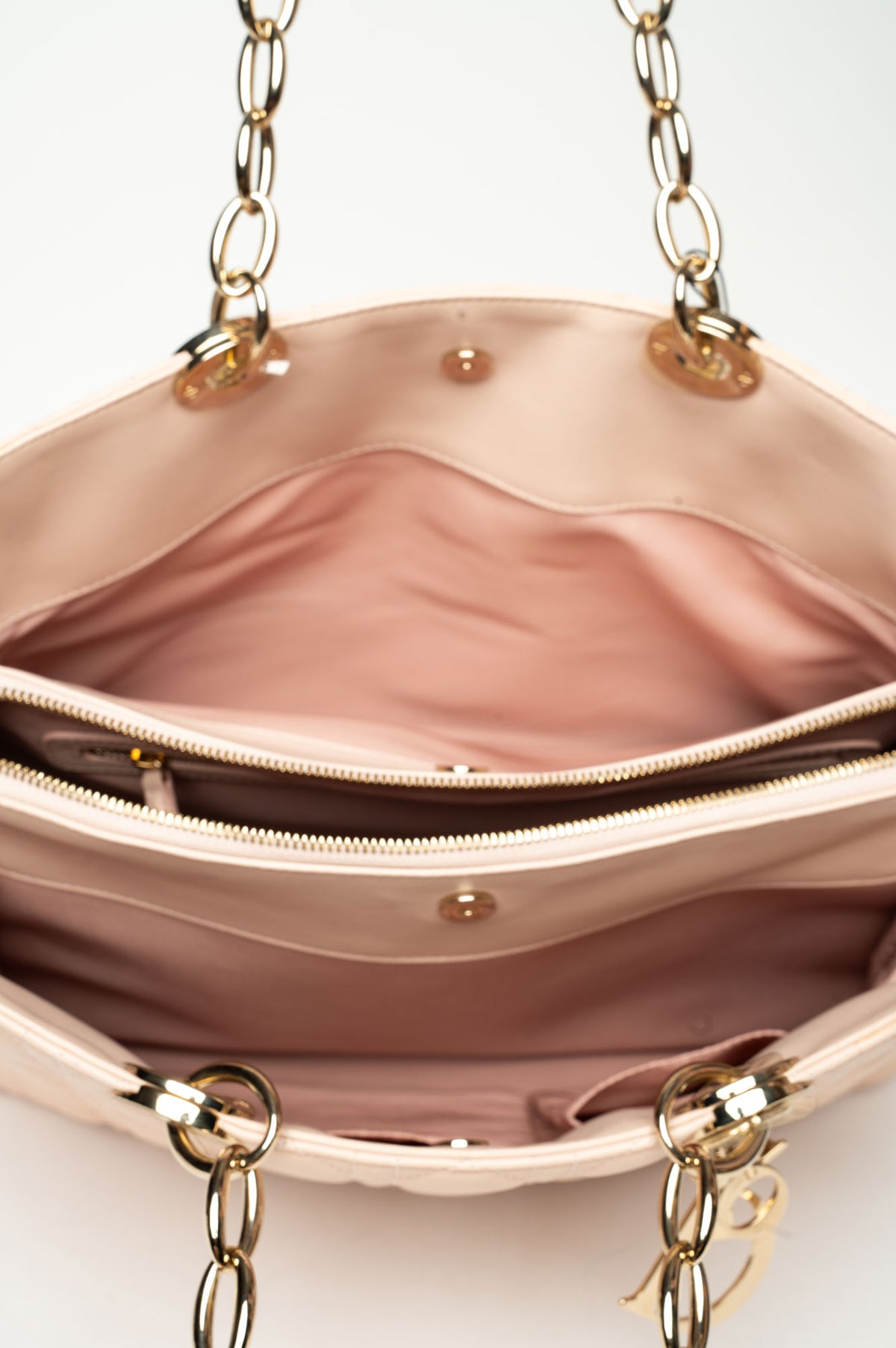 Christian Dior Light Pink Cannage Lambskin Soft Shopping Tote