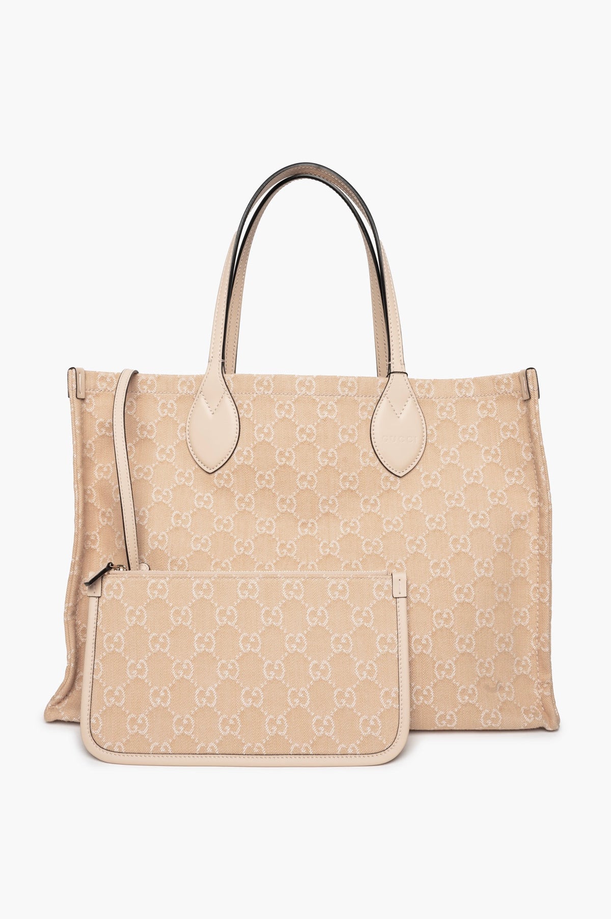 Gucci Beige GG Canvas Denim Tote GM