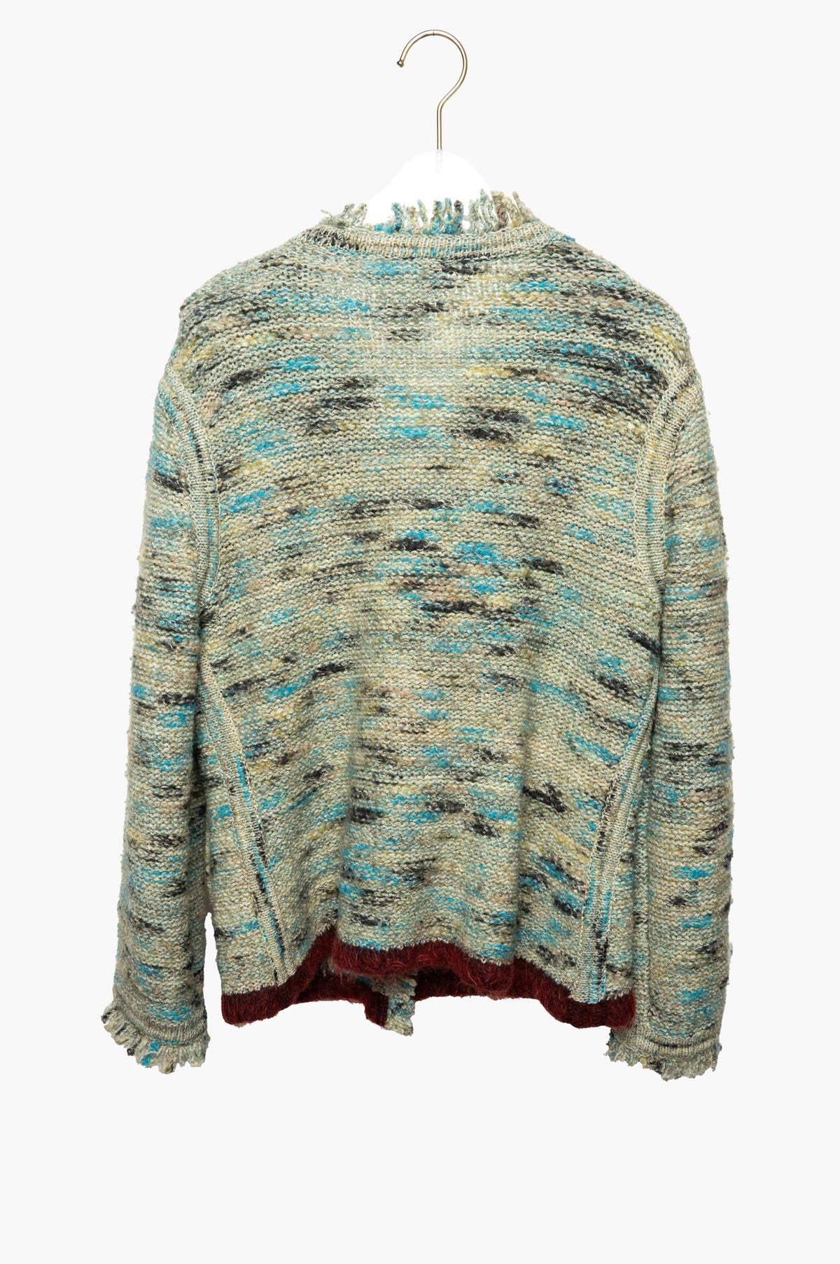 Chanel F/W 1999 Blue Melange Fringe Detail Cardigan Size 42