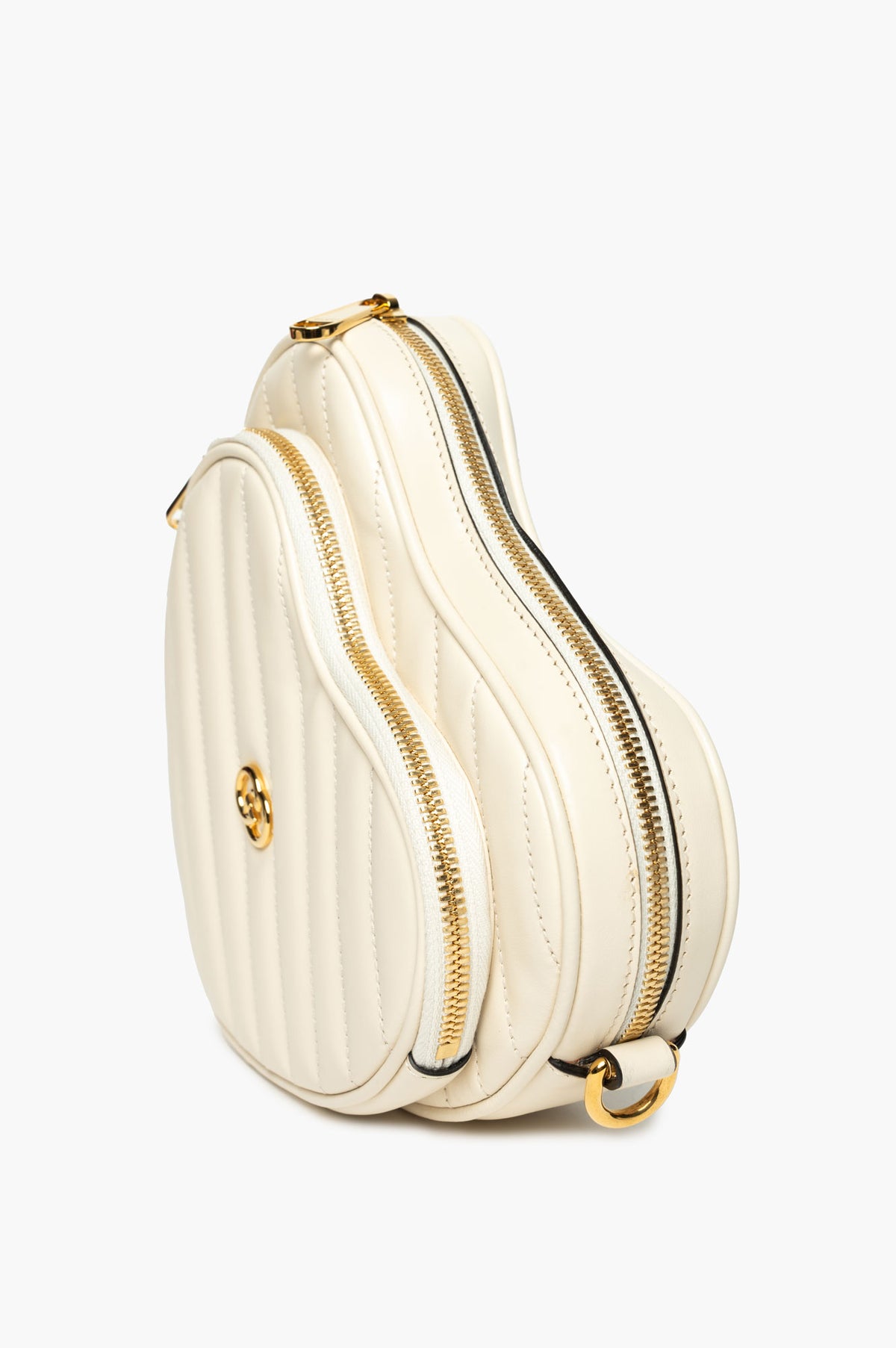 Gucci Cream Quilted Leather Interlocking G Mini Heart Shoulder Bag