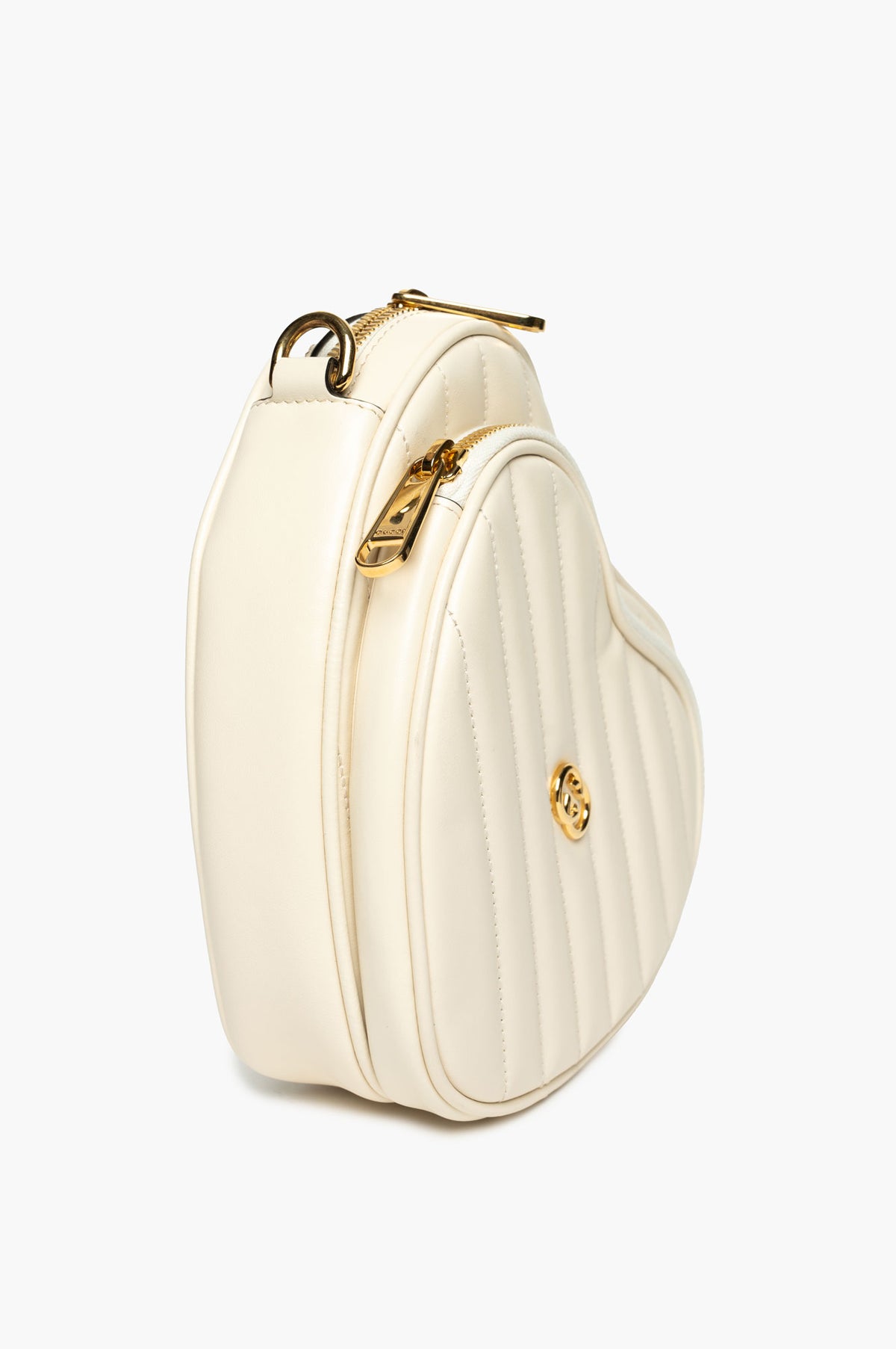 Gucci Cream Quilted Leather Interlocking G Mini Heart Shoulder Bag