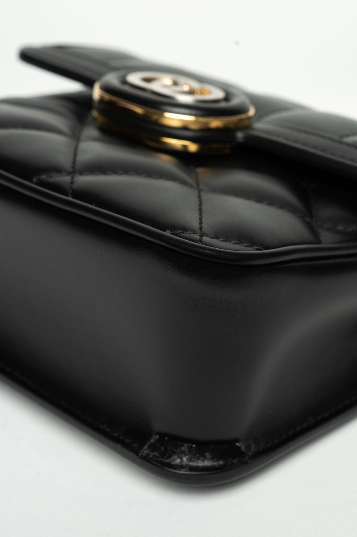 Gucci Black Quilted Leather Mini Deco Chain Shoulder Bag