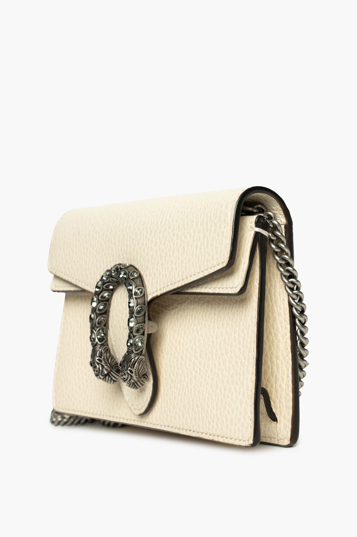 Gucci White Grained Leather Dionysus Super Mini Bag