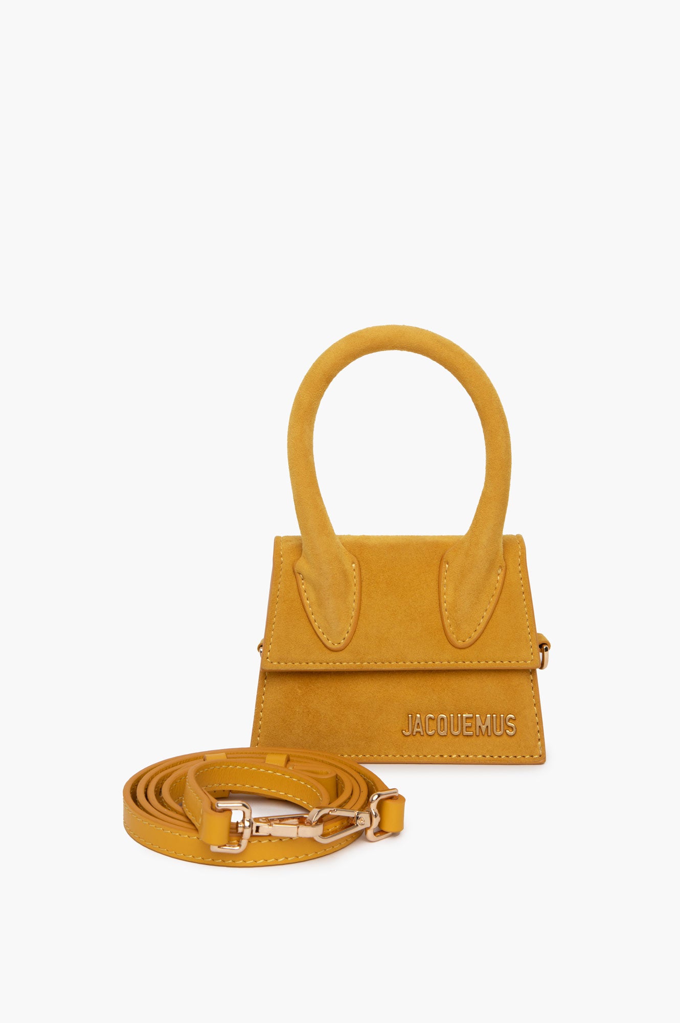 Jacquemus Yellow Suede Le Chiquito Mini Bag With Strap