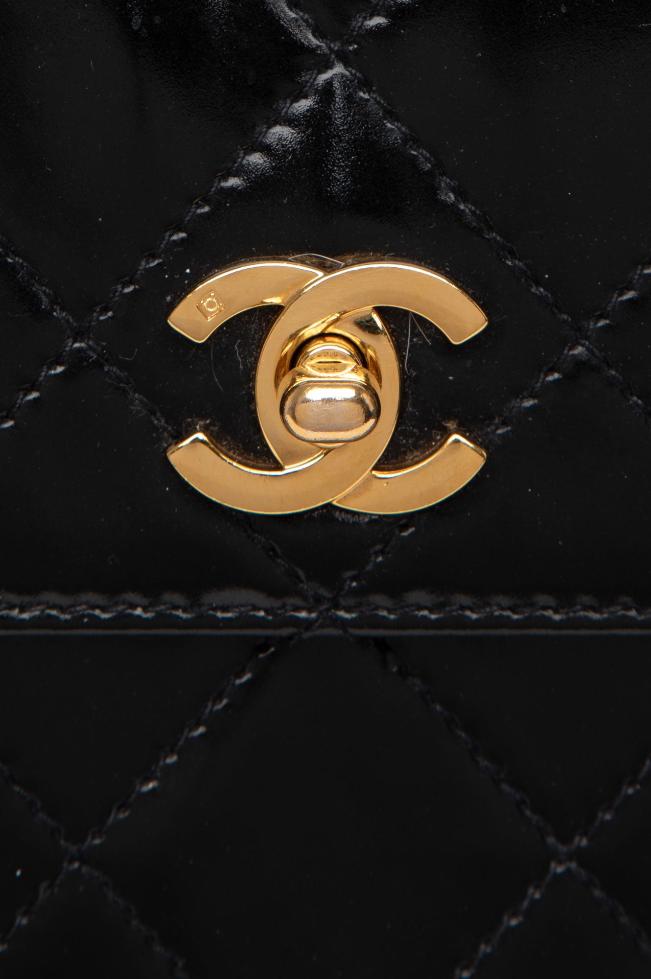 Chanel Black Patent Leather Quilted Shopping Tote