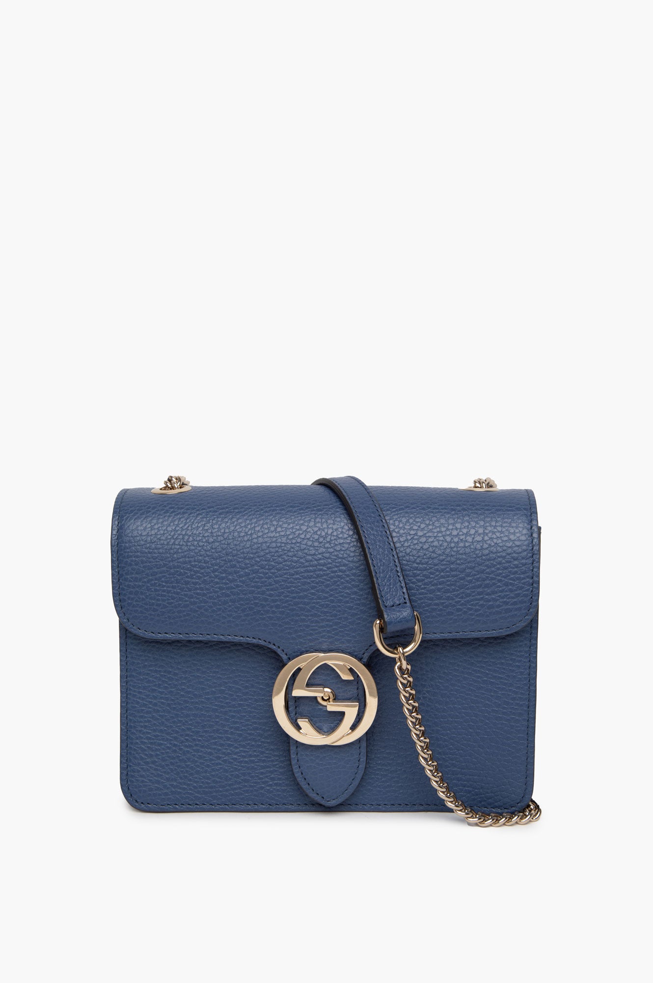 Gucci Blue Small Dollar Interlock GG Leather Bag