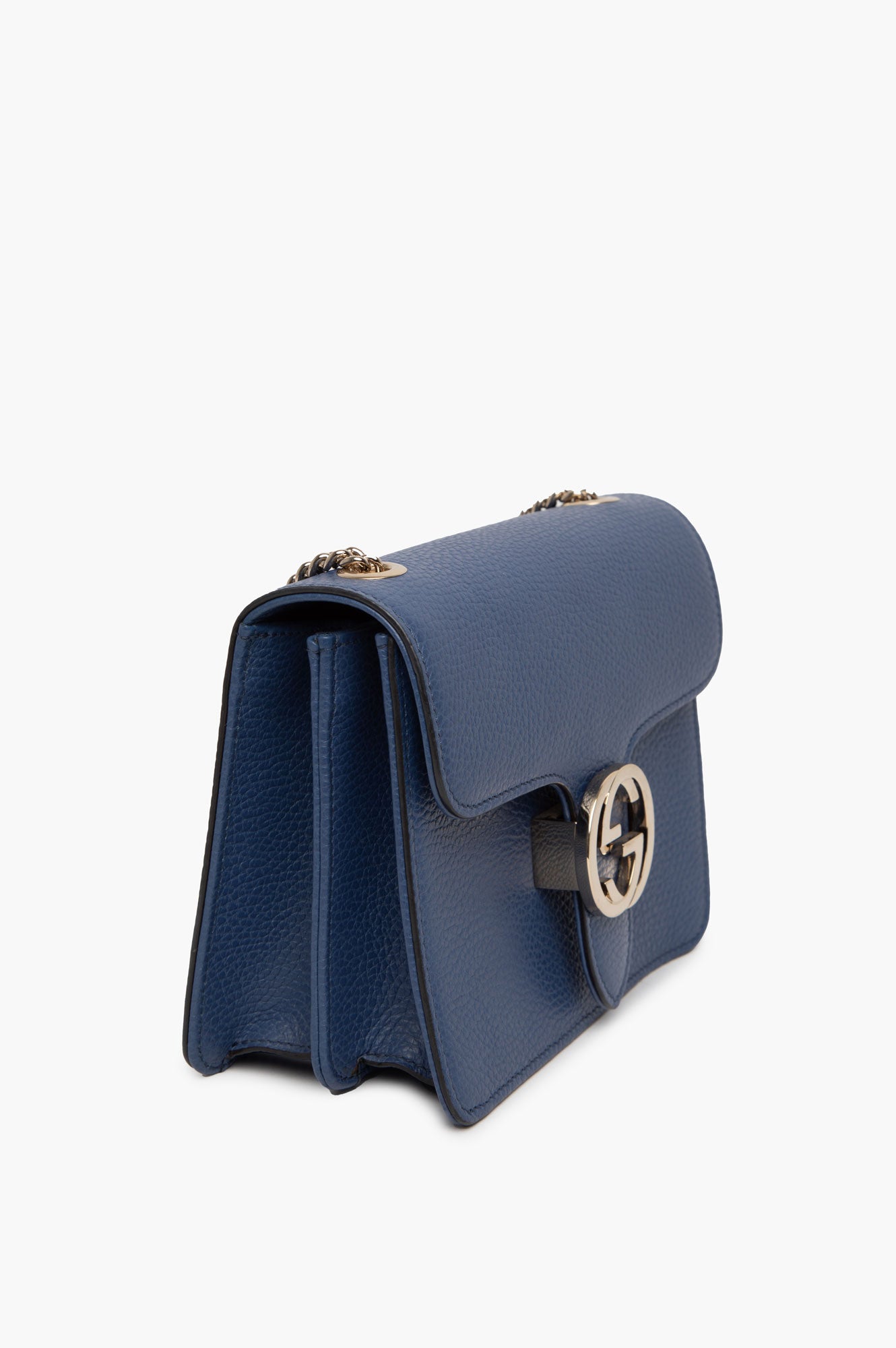Gucci Blue Small Dollar Interlock GG Leather Bag