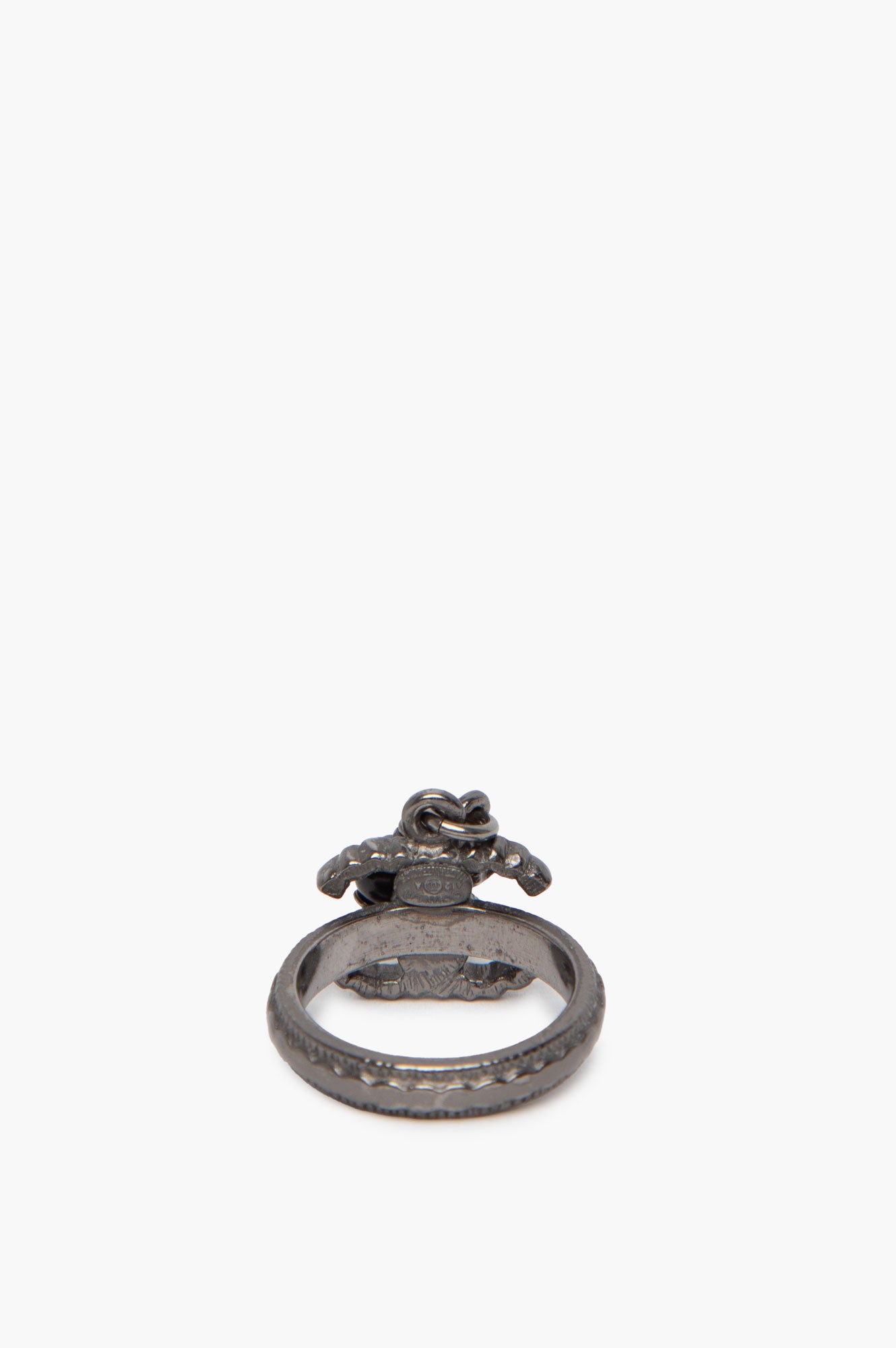 Chanel Ruthenium CC Dangle Ring Size 5