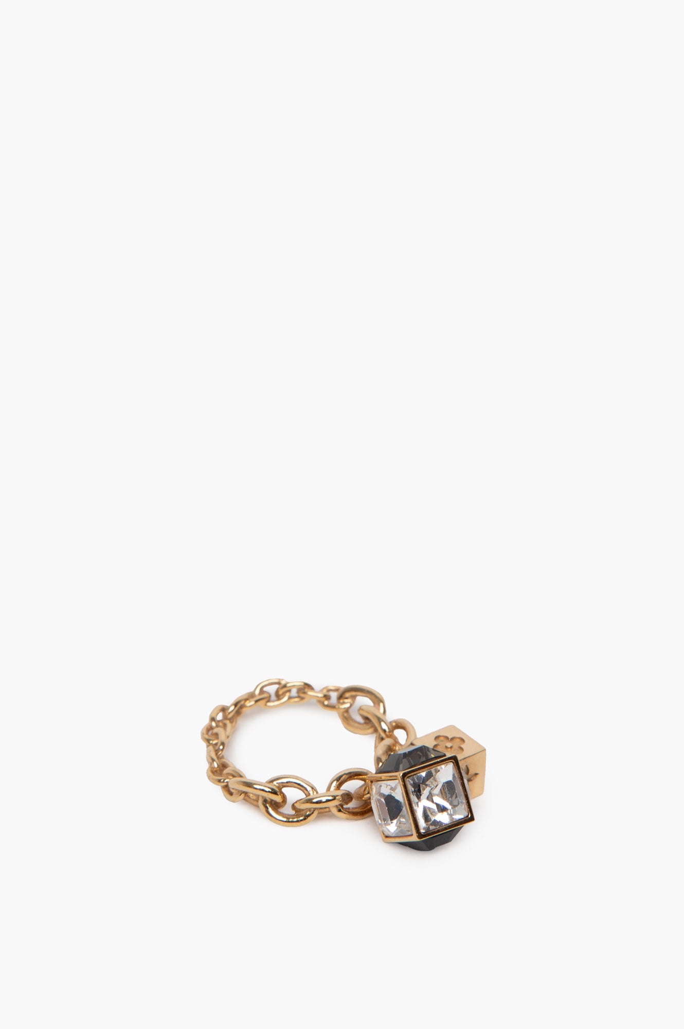 Louis Vuitton Gold Tone Crystal Gamble Ring Size 6