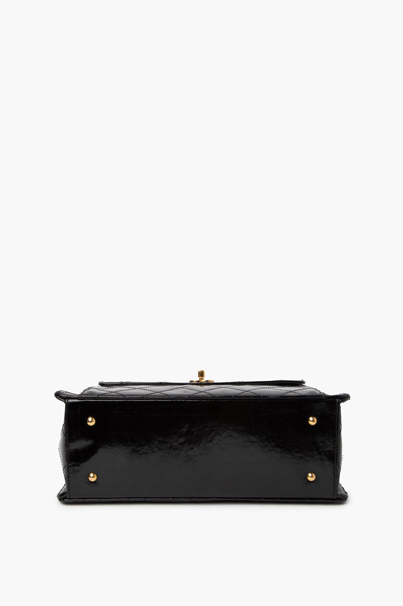 Chanel Black Patent Leather Quilted Shopping Tote