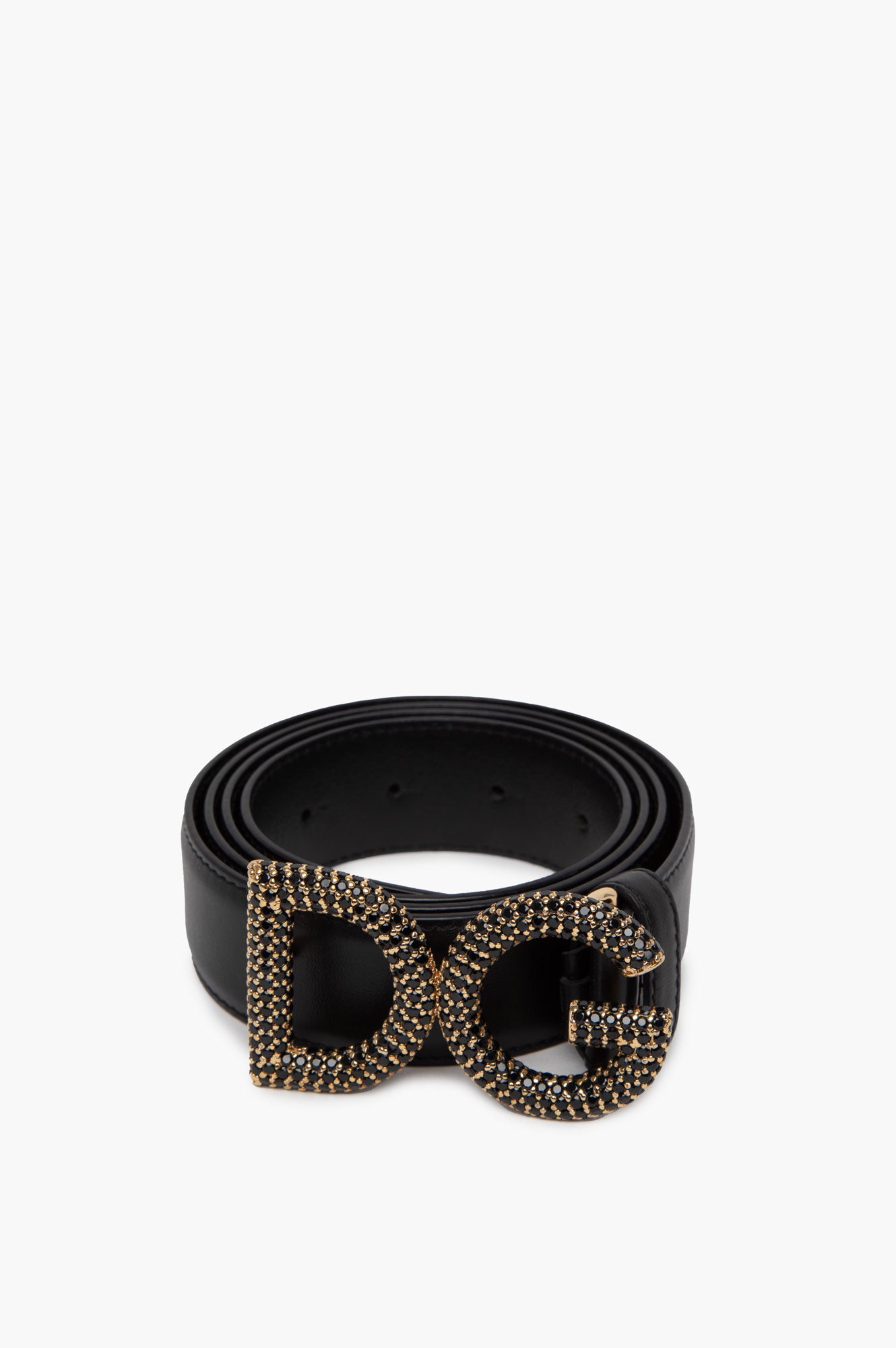 Dolce & Gabbana Black With Diamond Buckle Belt Size 110