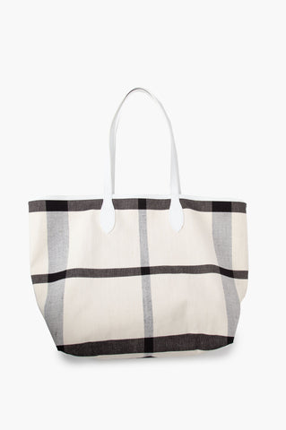 Burberry Beige Reversable Canvas Check Coated Tote