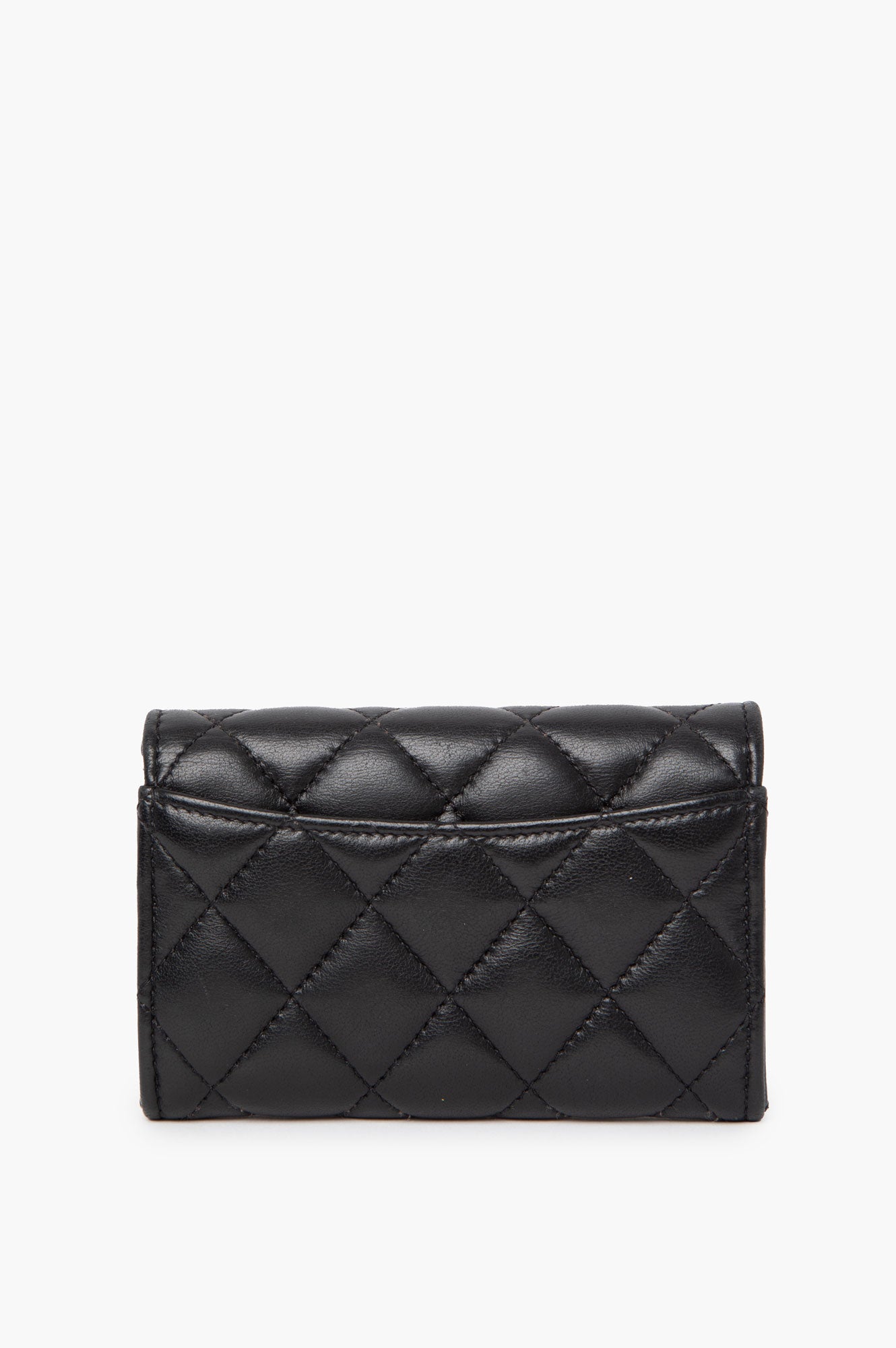 Chanel 2022 Black Flap Quilted Lambskin Wallet