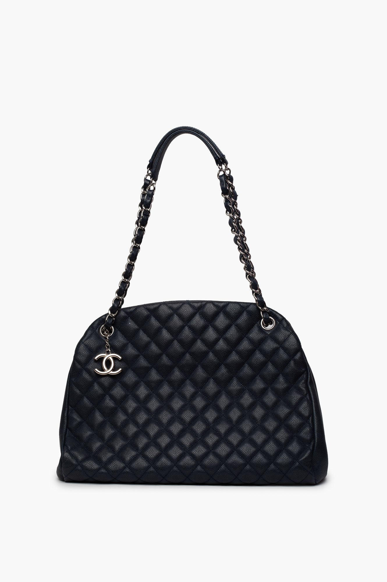 Chanel Blue Leather Mademoiseelle Bowler Bag