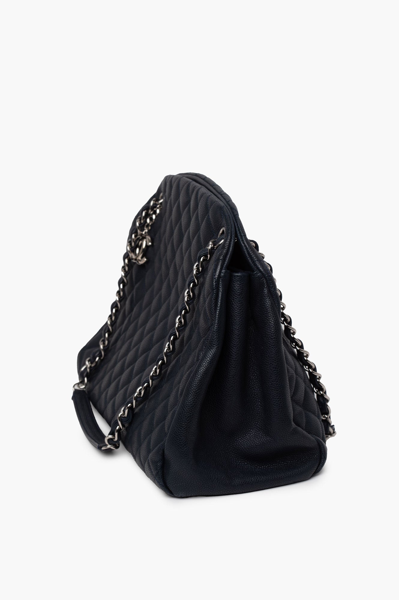 Chanel Blue Leather Mademoiseelle Bowler Bag